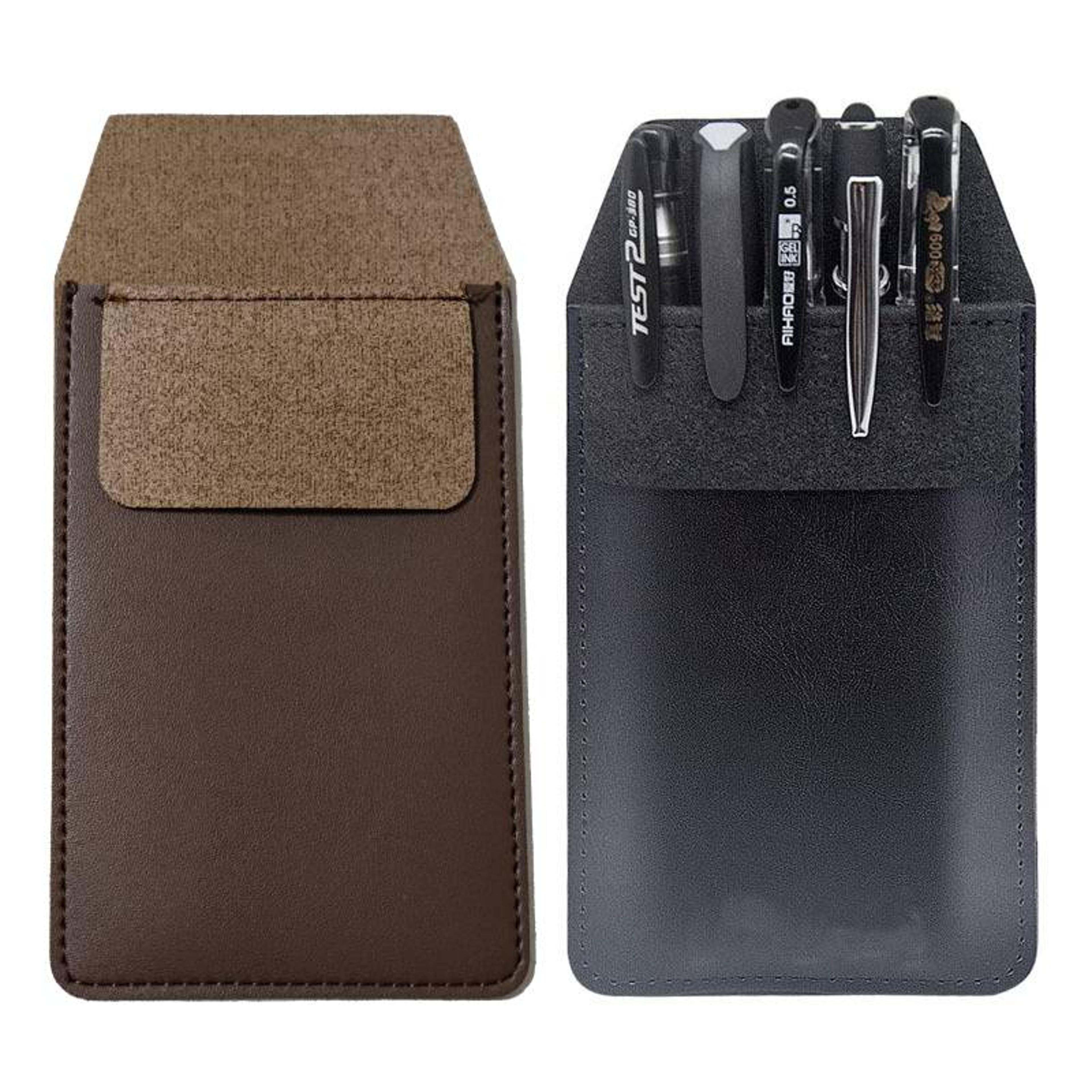 leather pen holder sleeve pocket protector organizer for shirts lab coats and daily carry