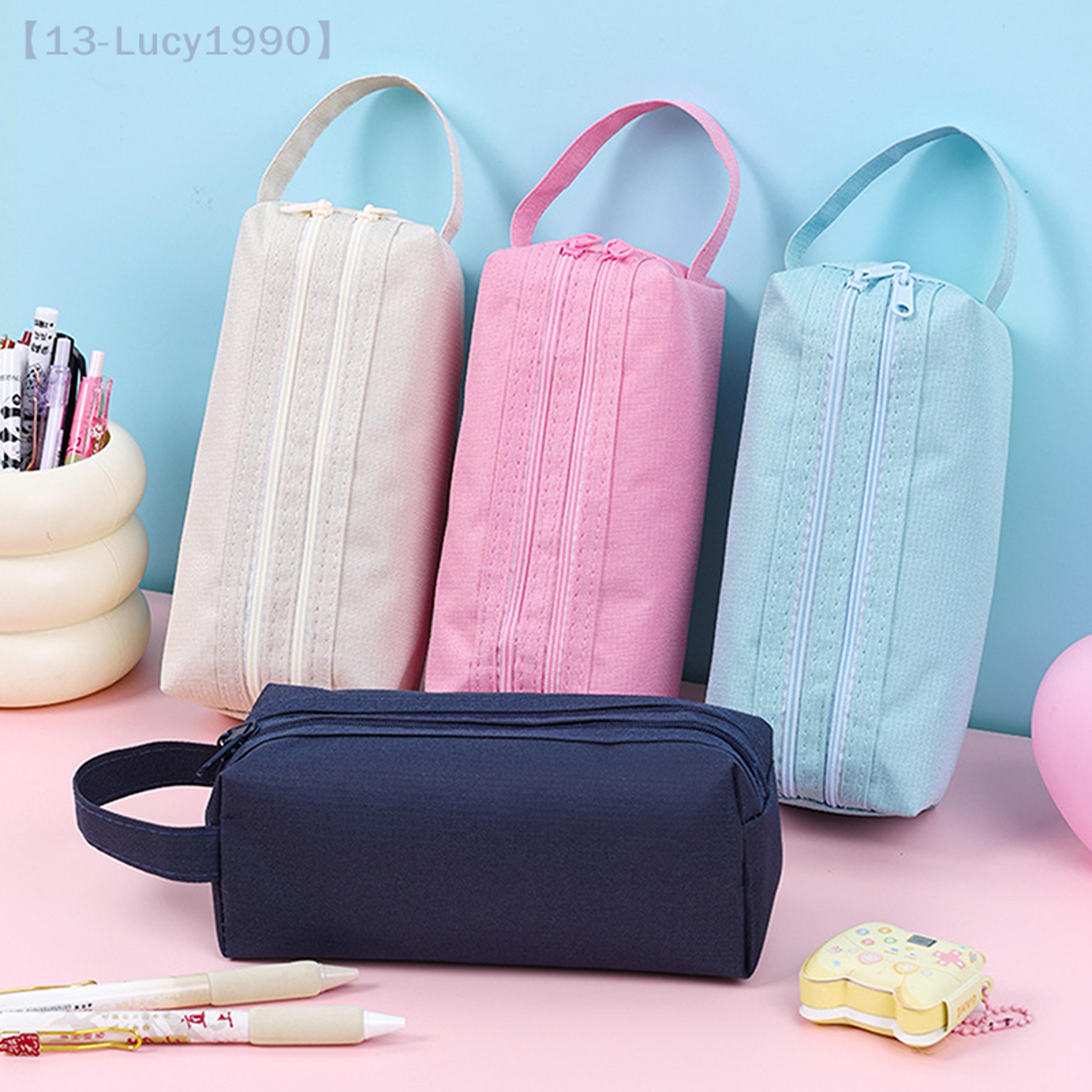 double layer zipper pencil case large capacity stationery storage bag