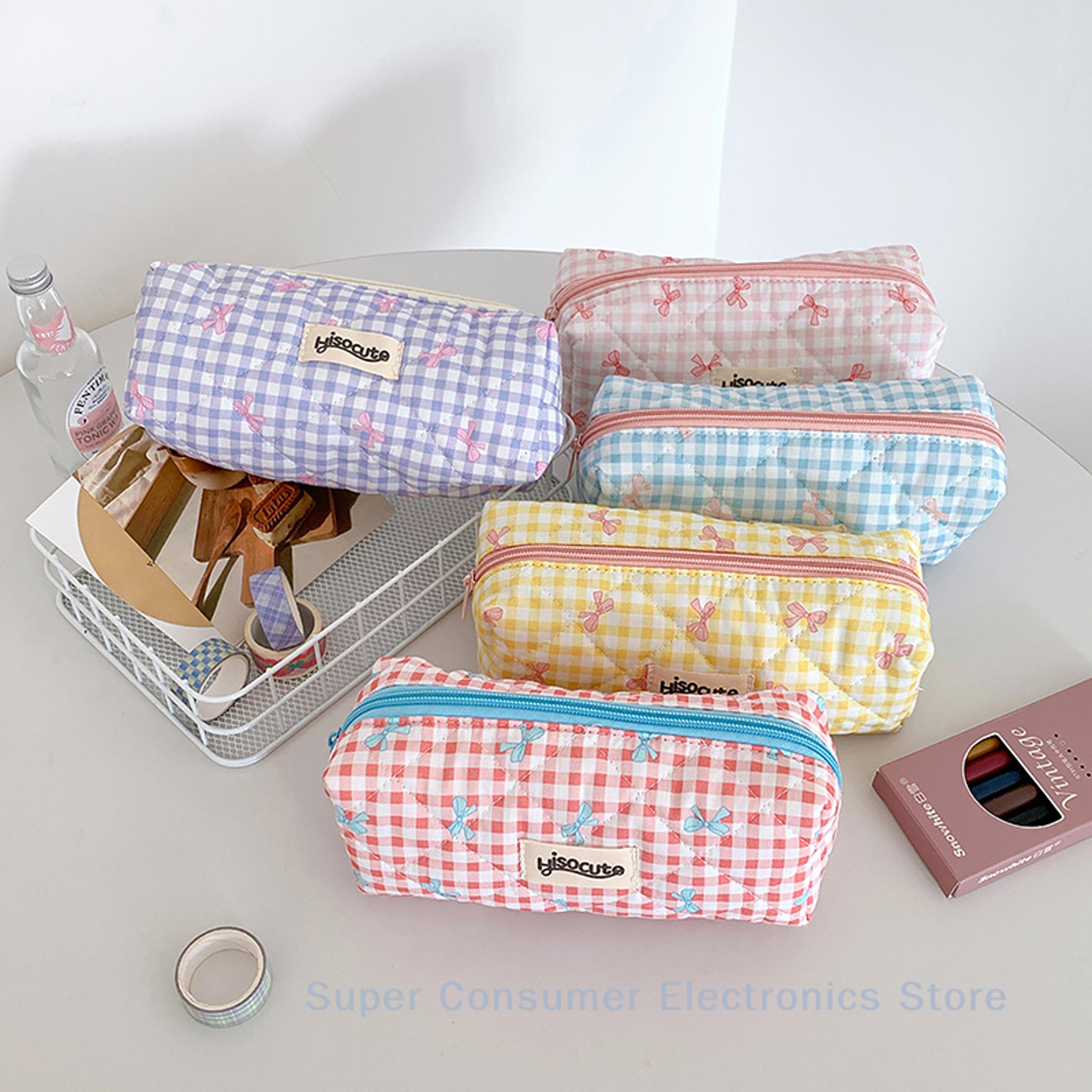 floral bow pencil case cute stationery storage bag for school office makeup supplies