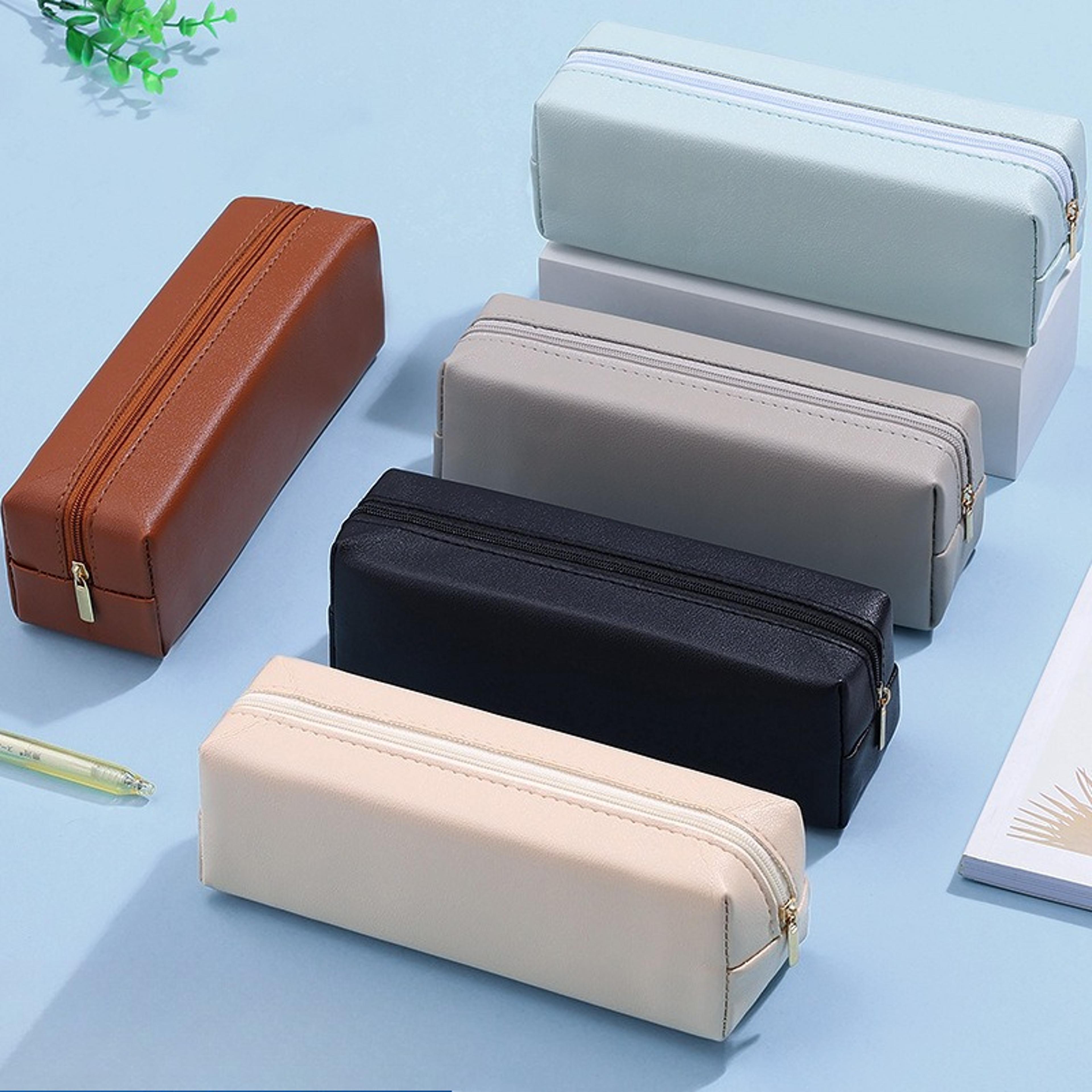 large capacity pu leather pencil case organizer for students office and school supplies