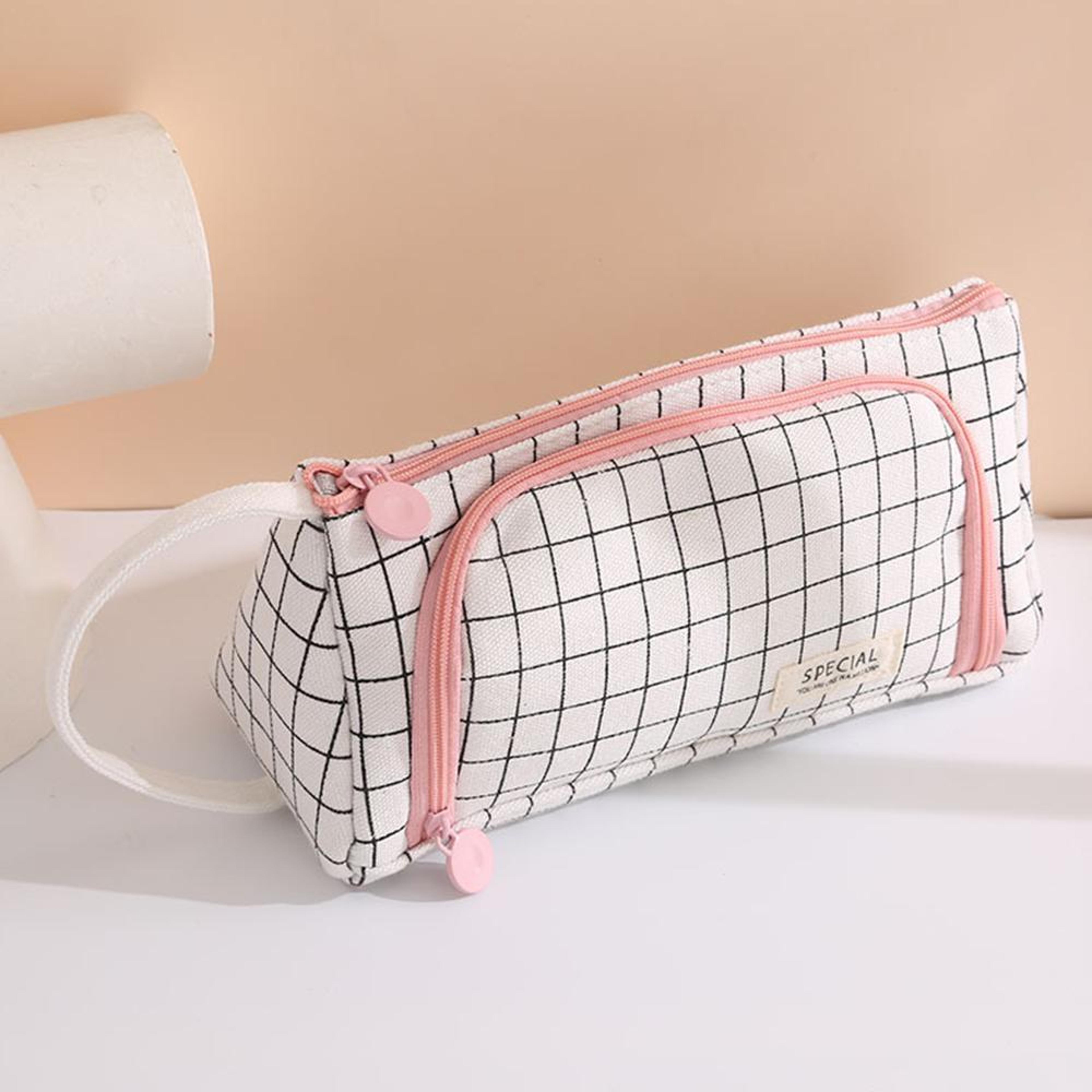 canvas triangle pencil pouch large capacity stationery organizer for students and office use