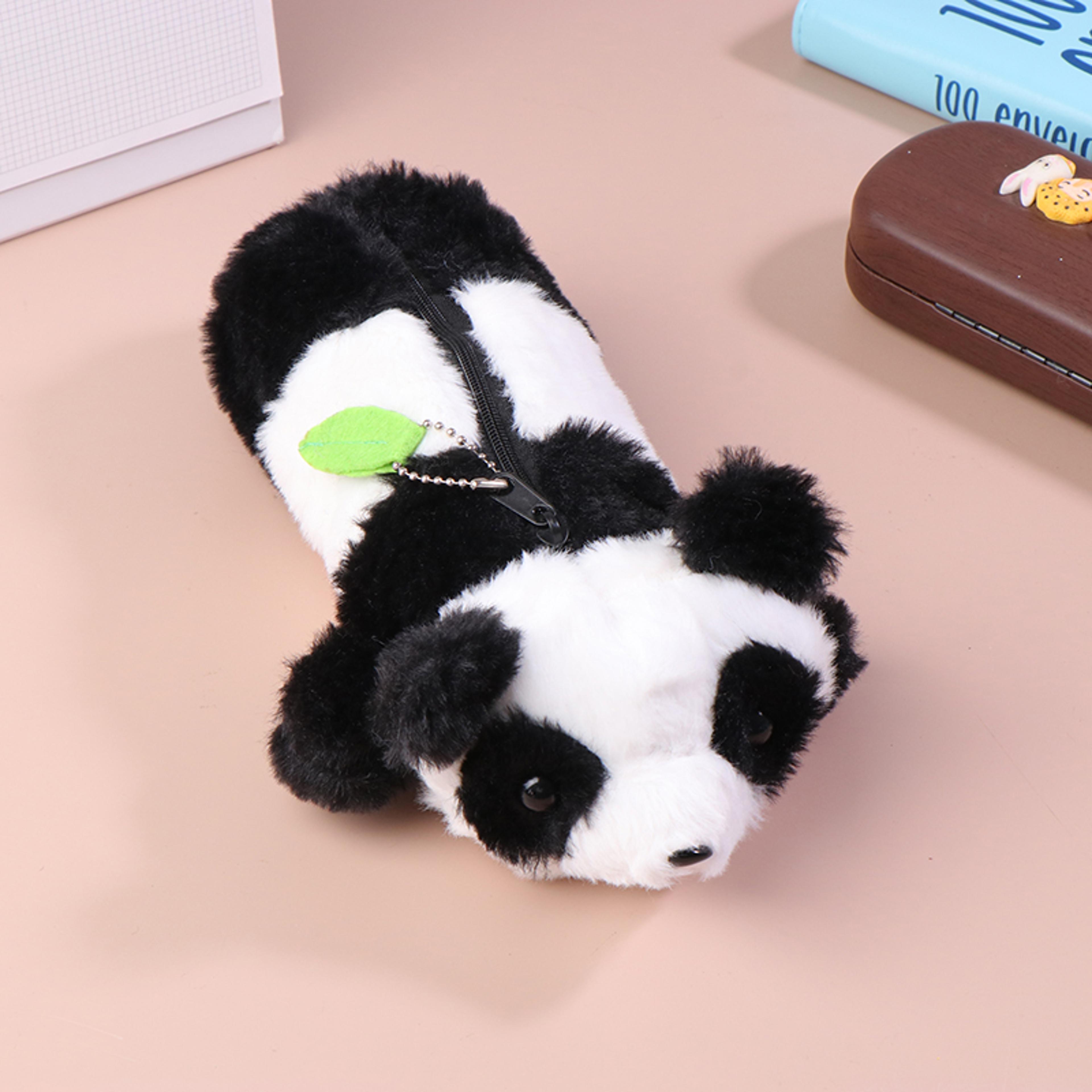 panda plush pencil case cute animal storage bag for school and travel