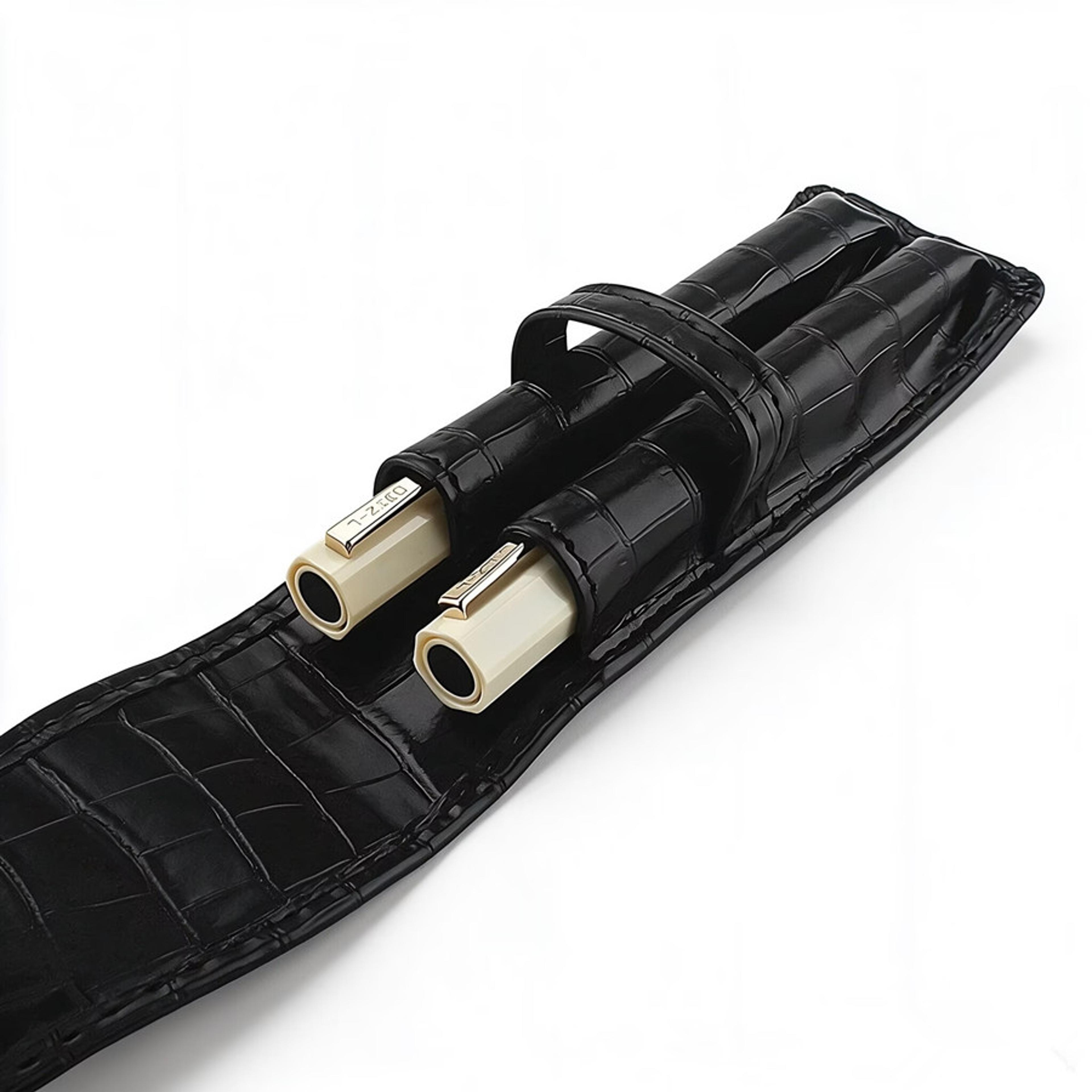 crocodile pattern pu leather double slot storage case portable tool organizer