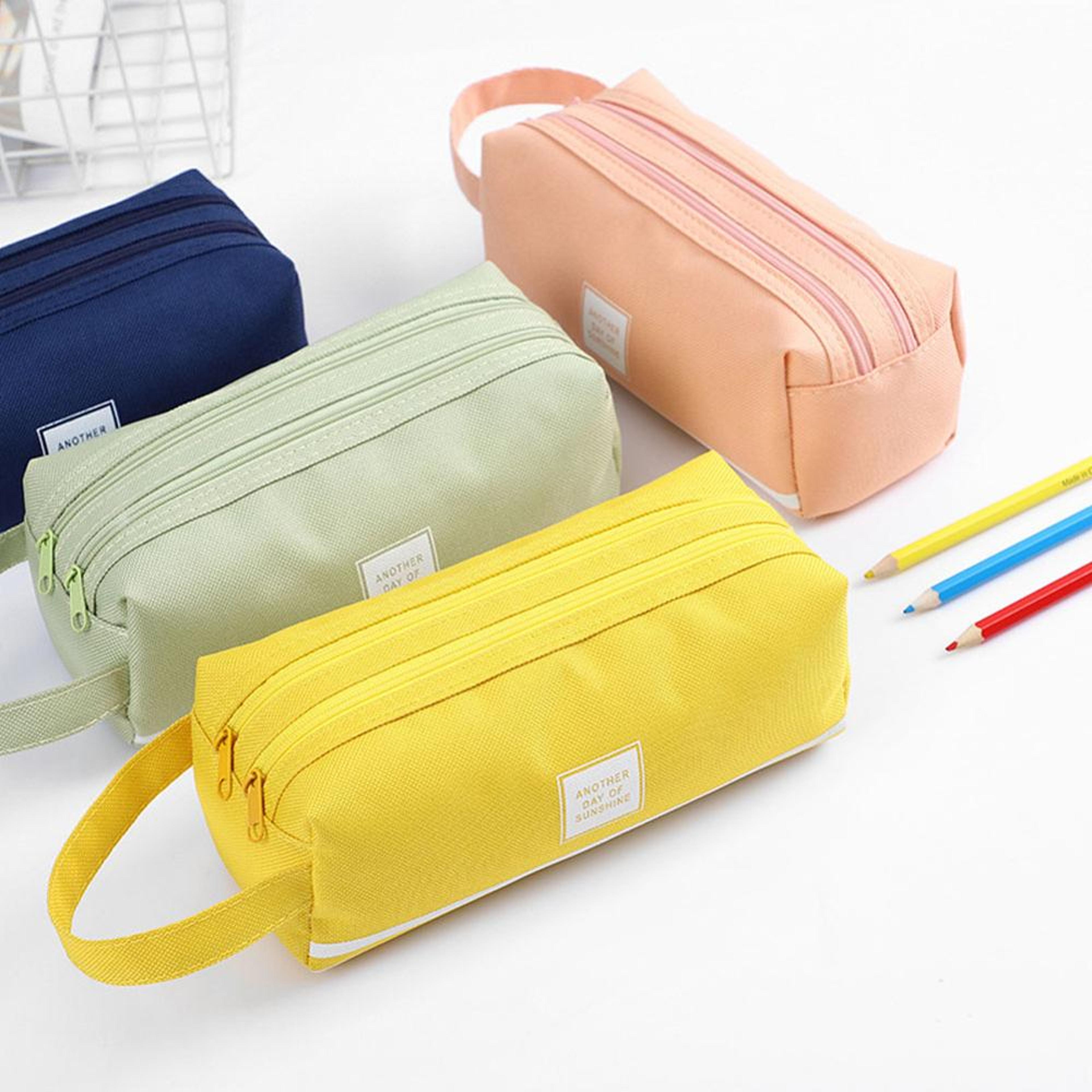 large capacity pencil case organizer bag with handle for school supplies