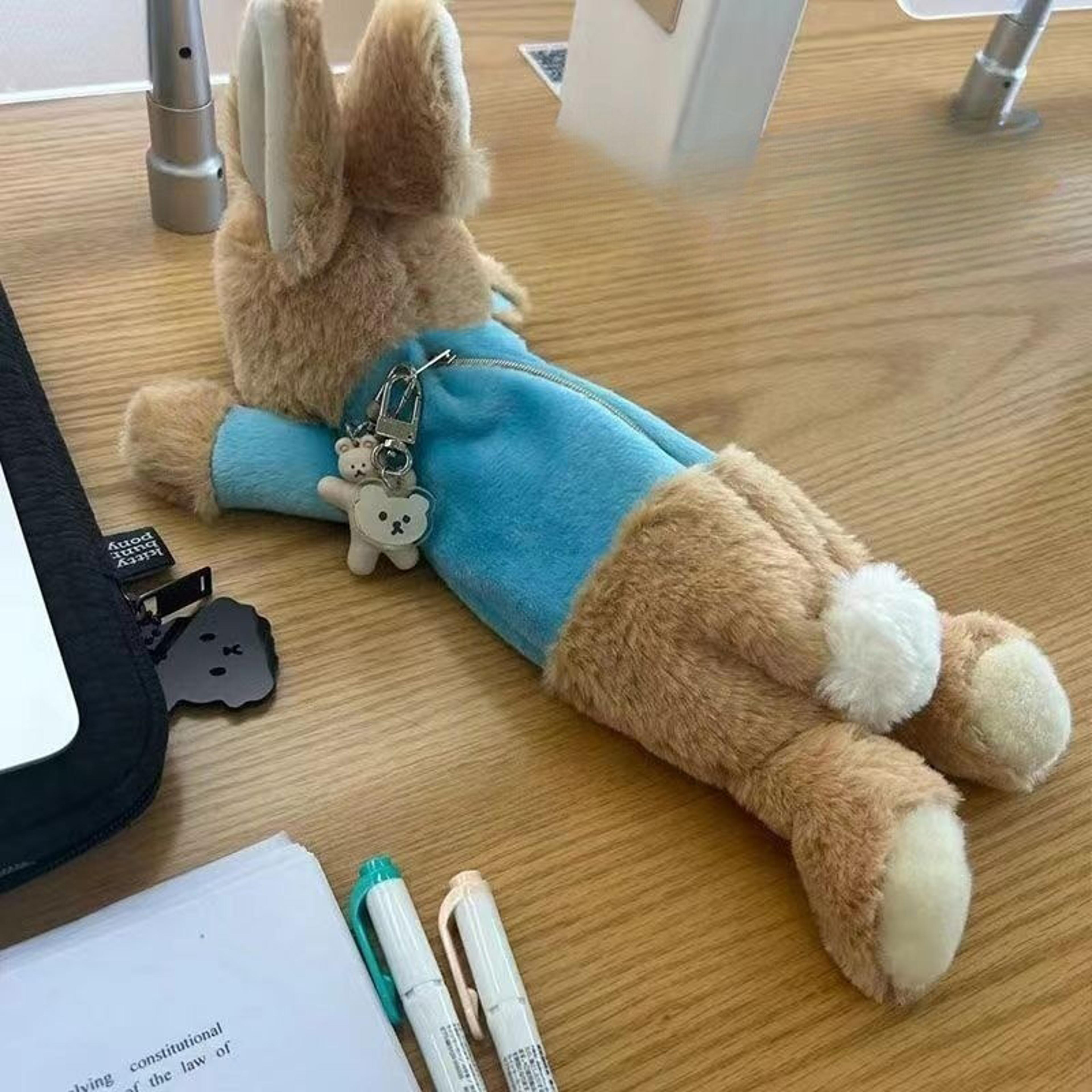 cute rabbit plush pencil case large capacity stationery organizer for students