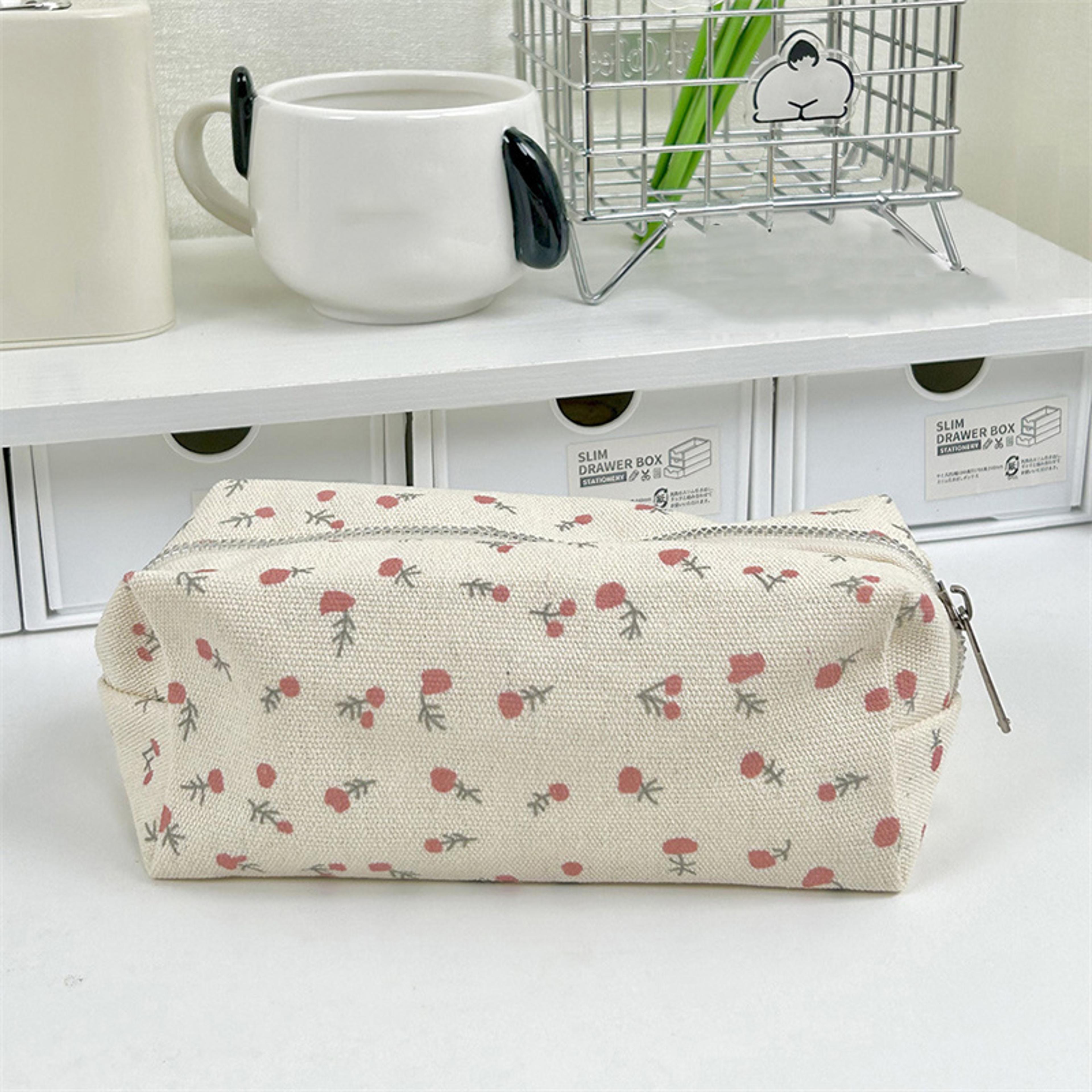 floral large capacity pencil case aesthetic stationery storage bag for students