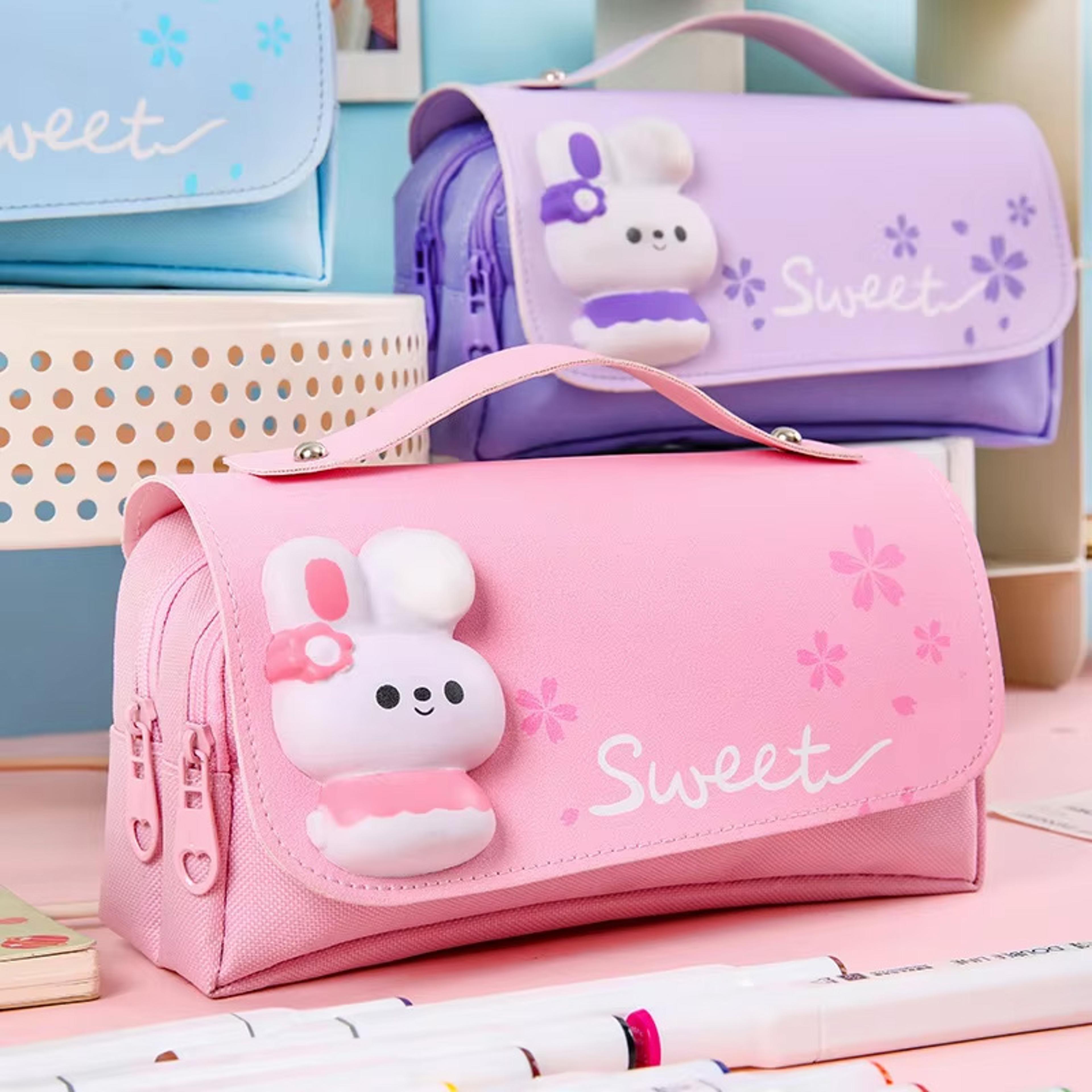 cute rabbit decompression pencil case for kids