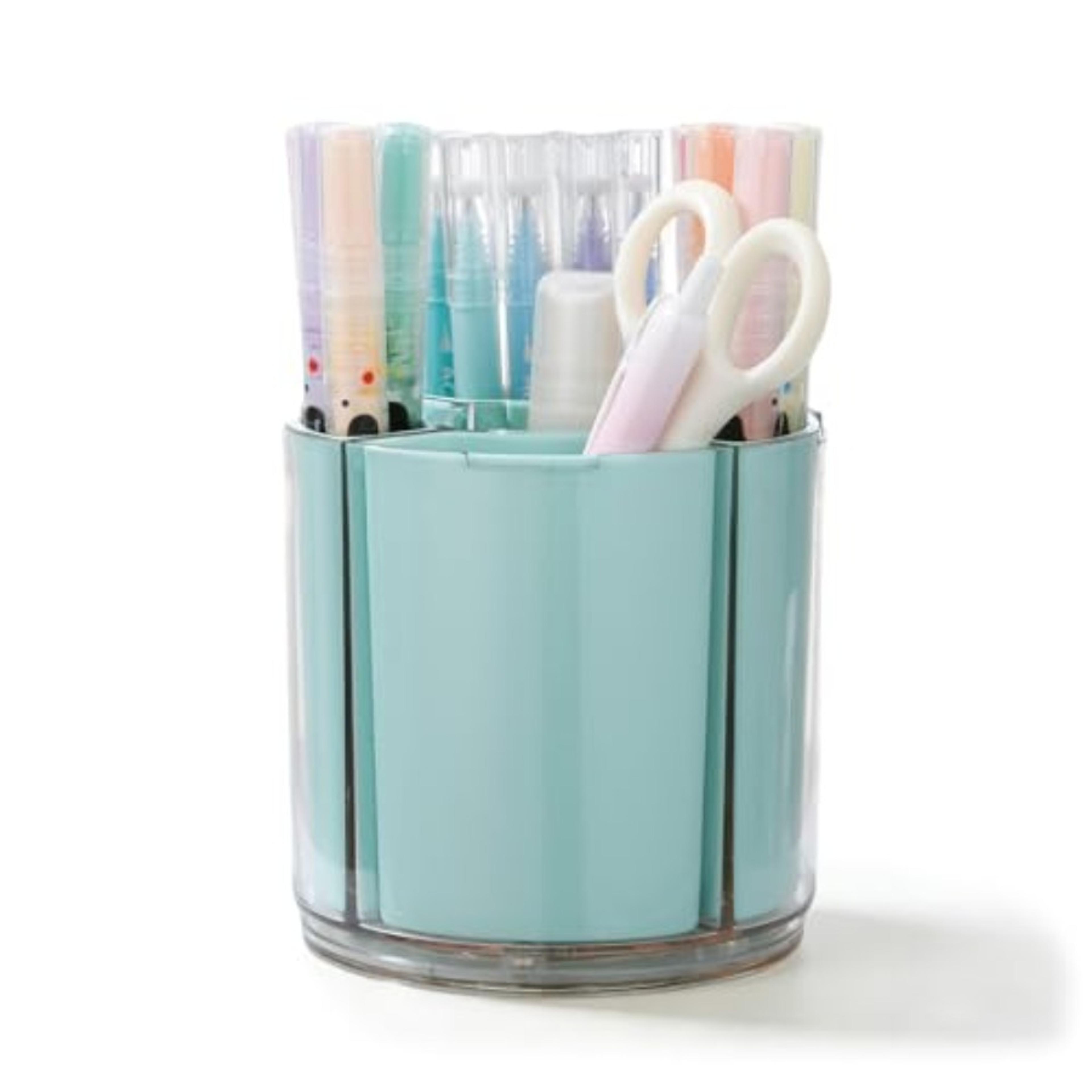 rotating pen holder desk organizer acrylic pencil cup with slots