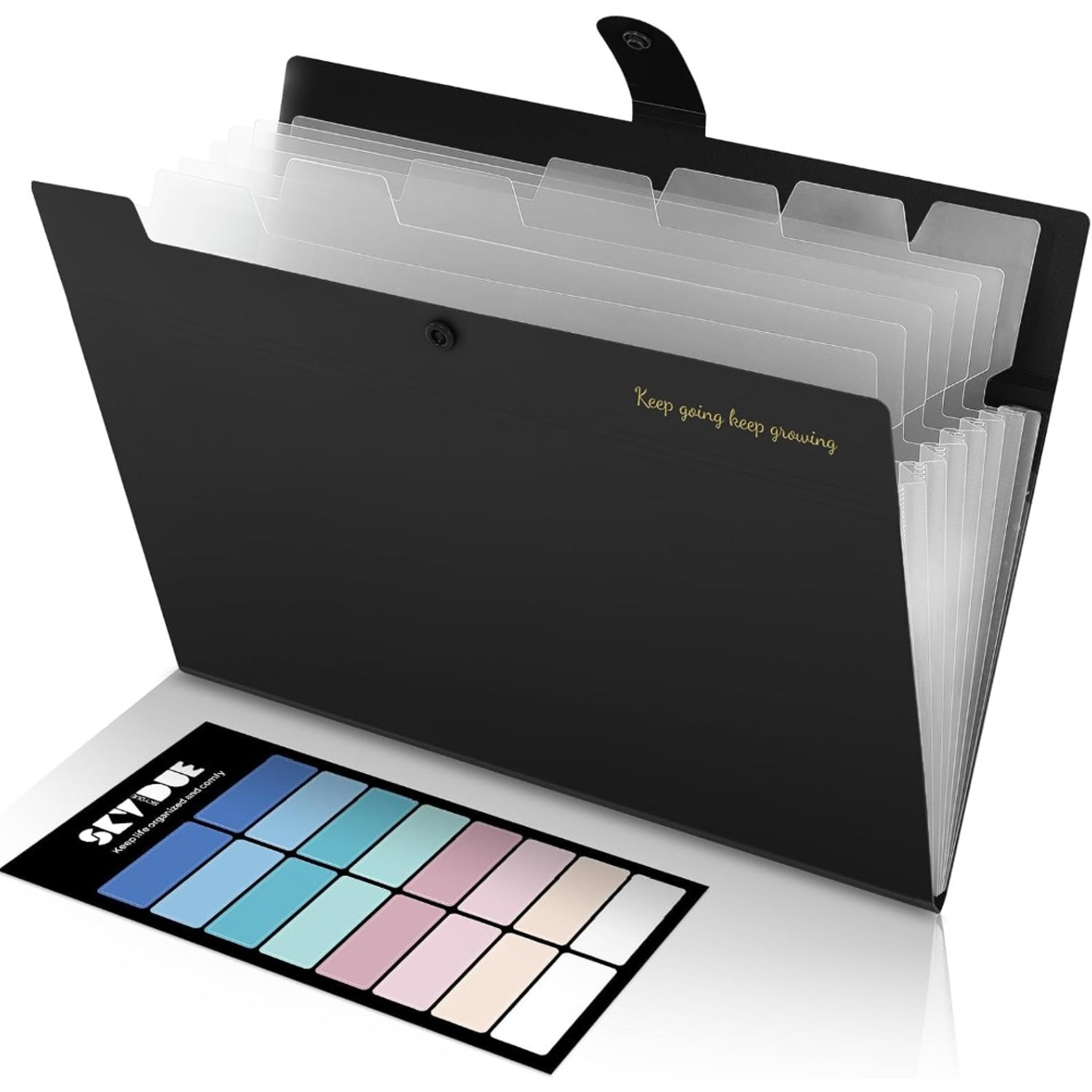 portable expanding file folder organizer with pockets for documents and office storage