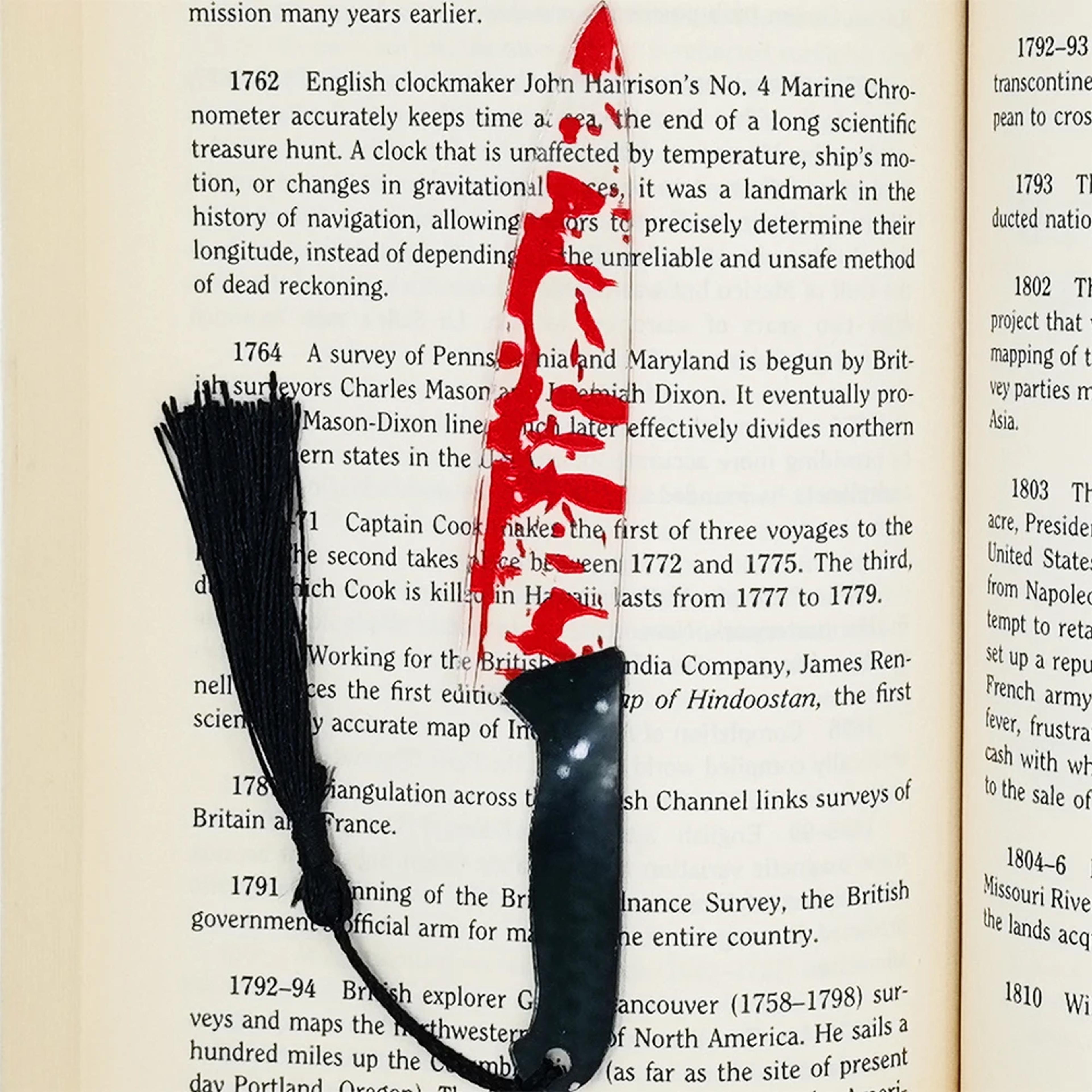 halloween horror knife acrylic bookmark with tassel decorative reading accessory