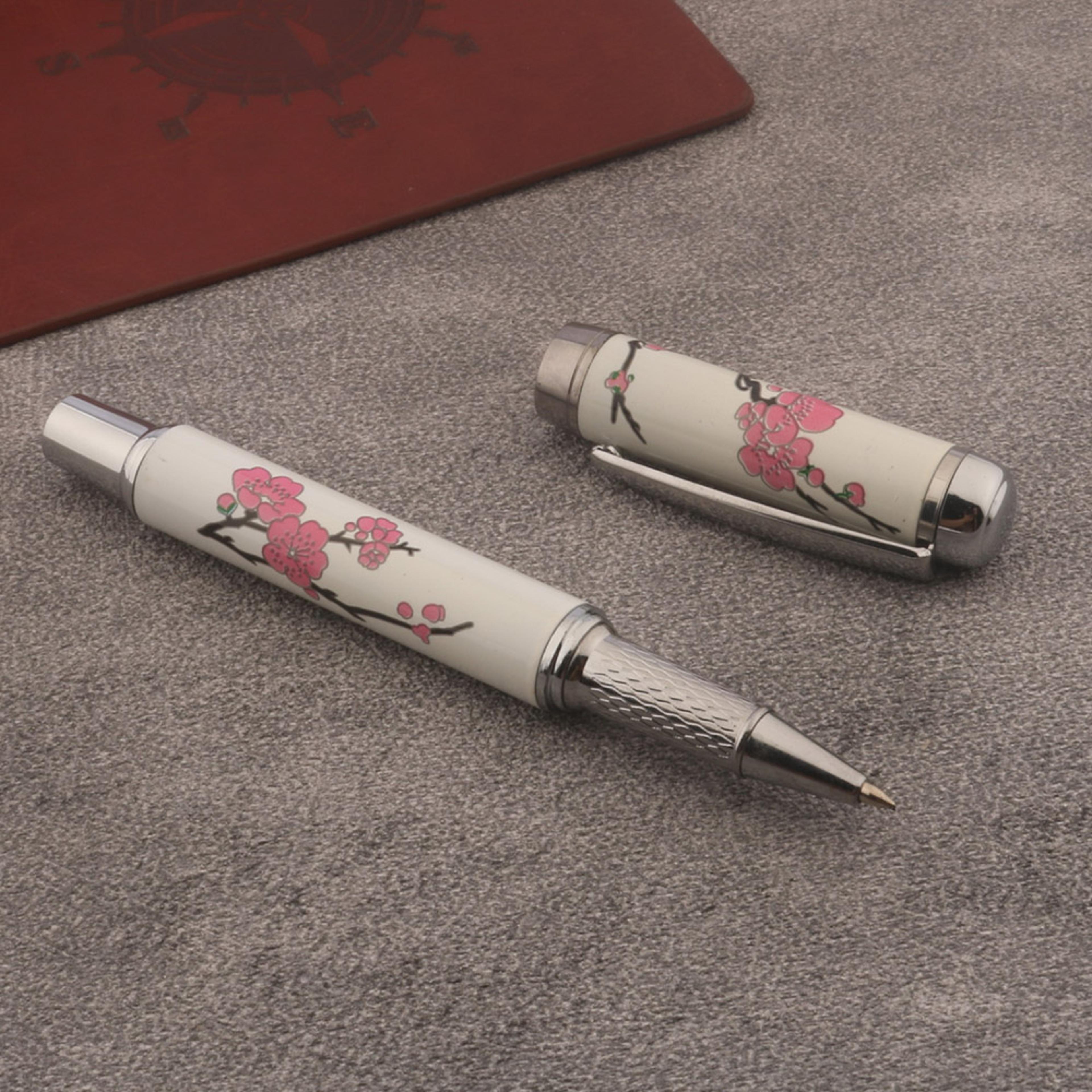 chinese red plum blossom metal ballpoint pen elegant rollerball writing pen