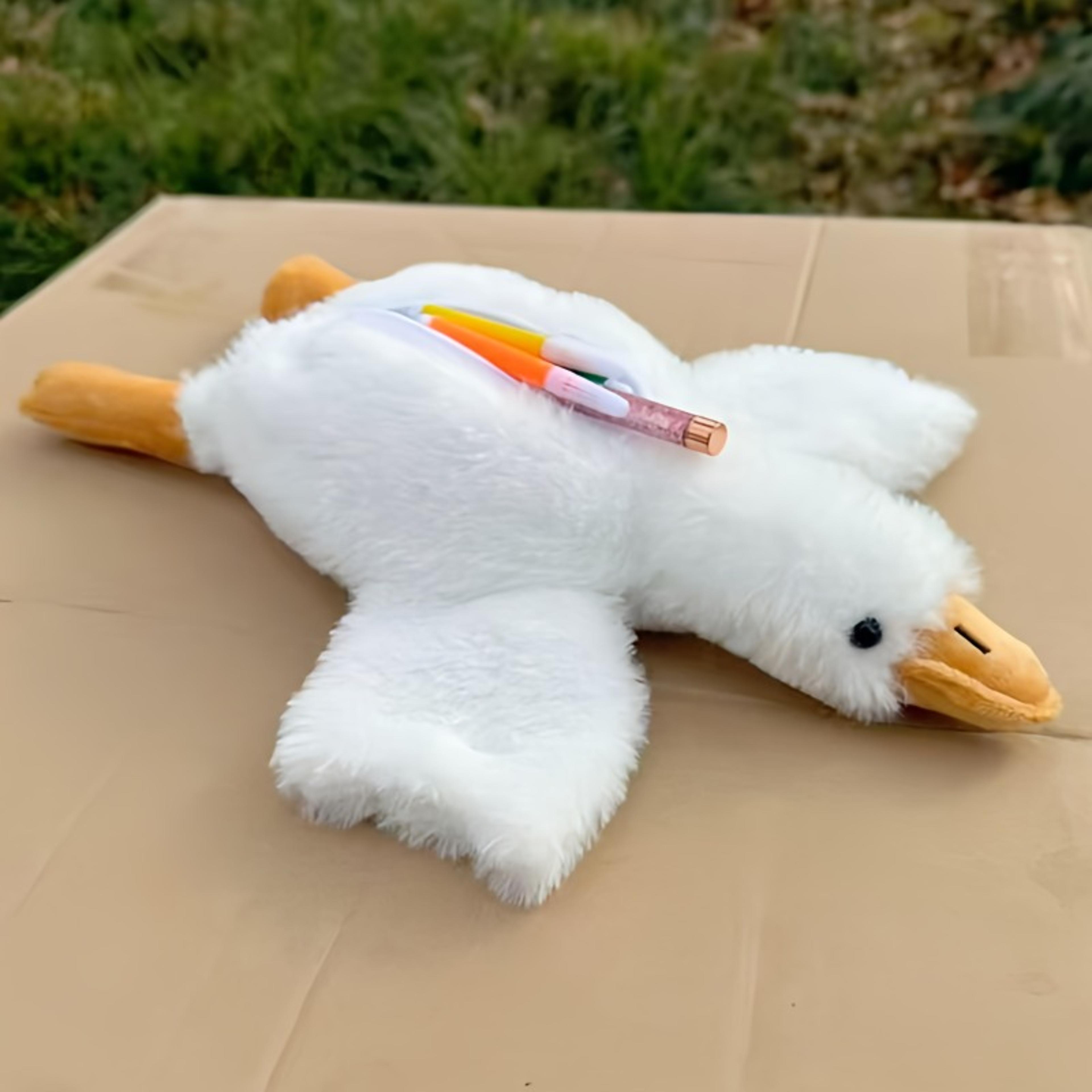 white goose plush pencil case and soft stationery pouch