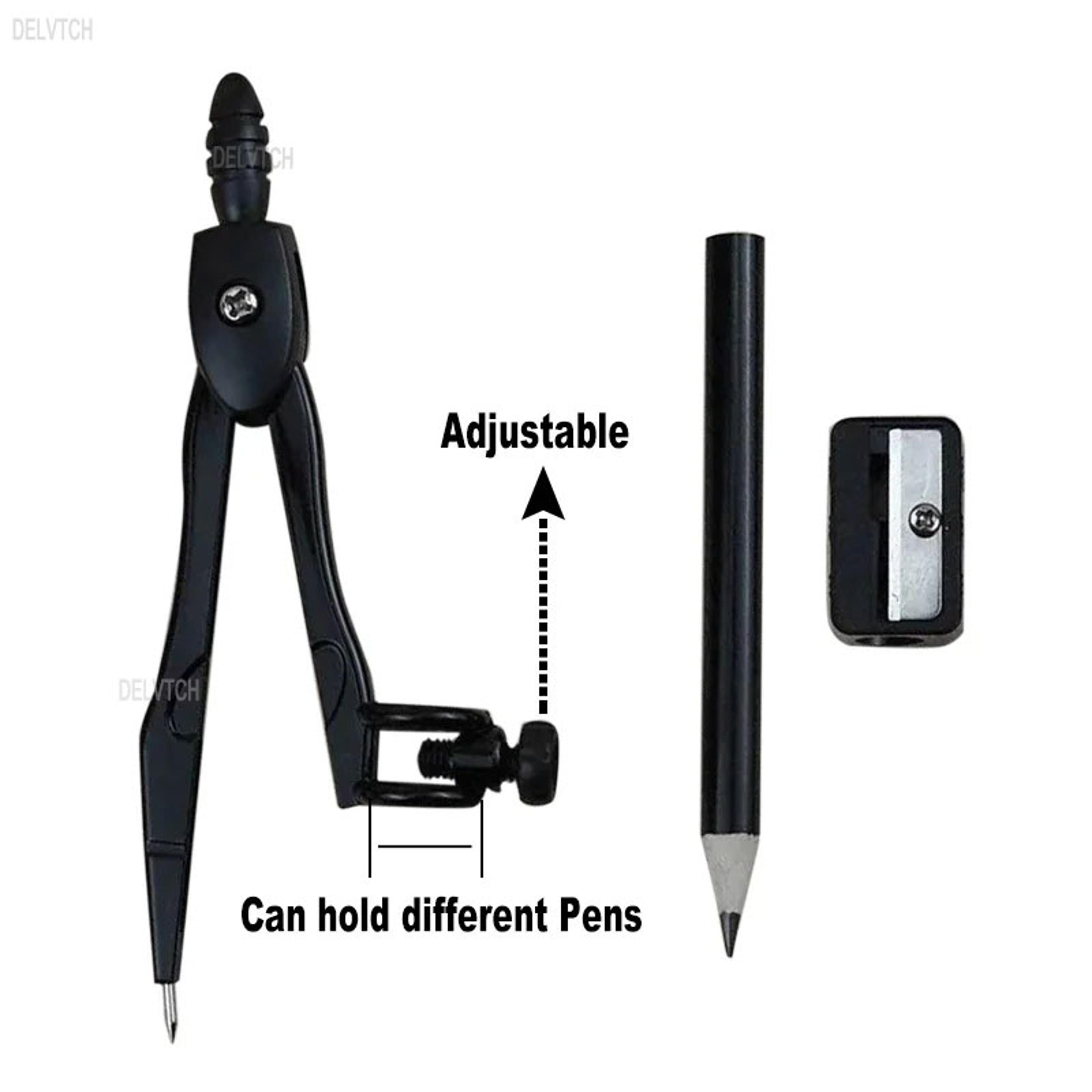 adjustable metal compass set with pencil sharpener for school drawing and drafting