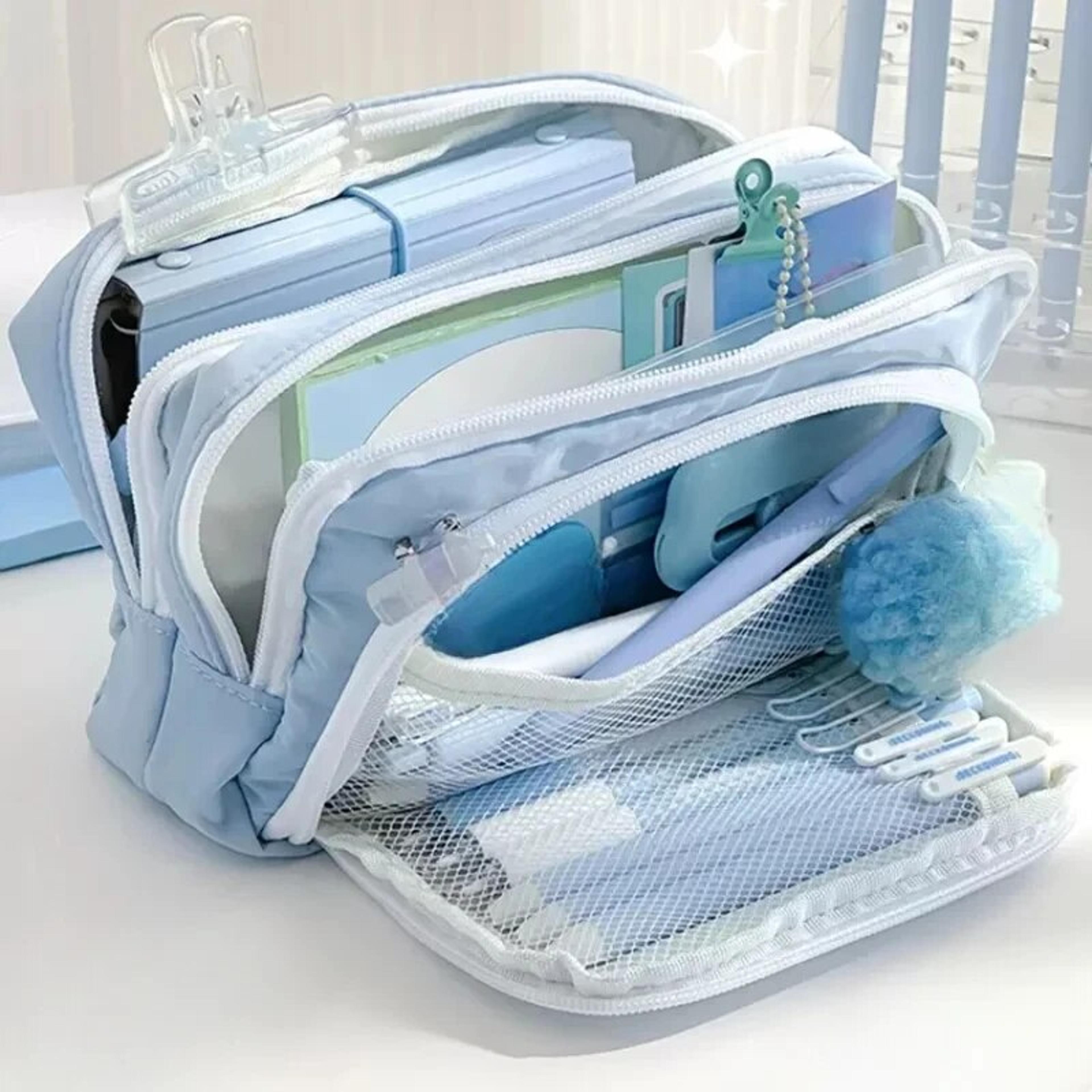 large capacity pencil pouch with multilayer organizer school stationery bag