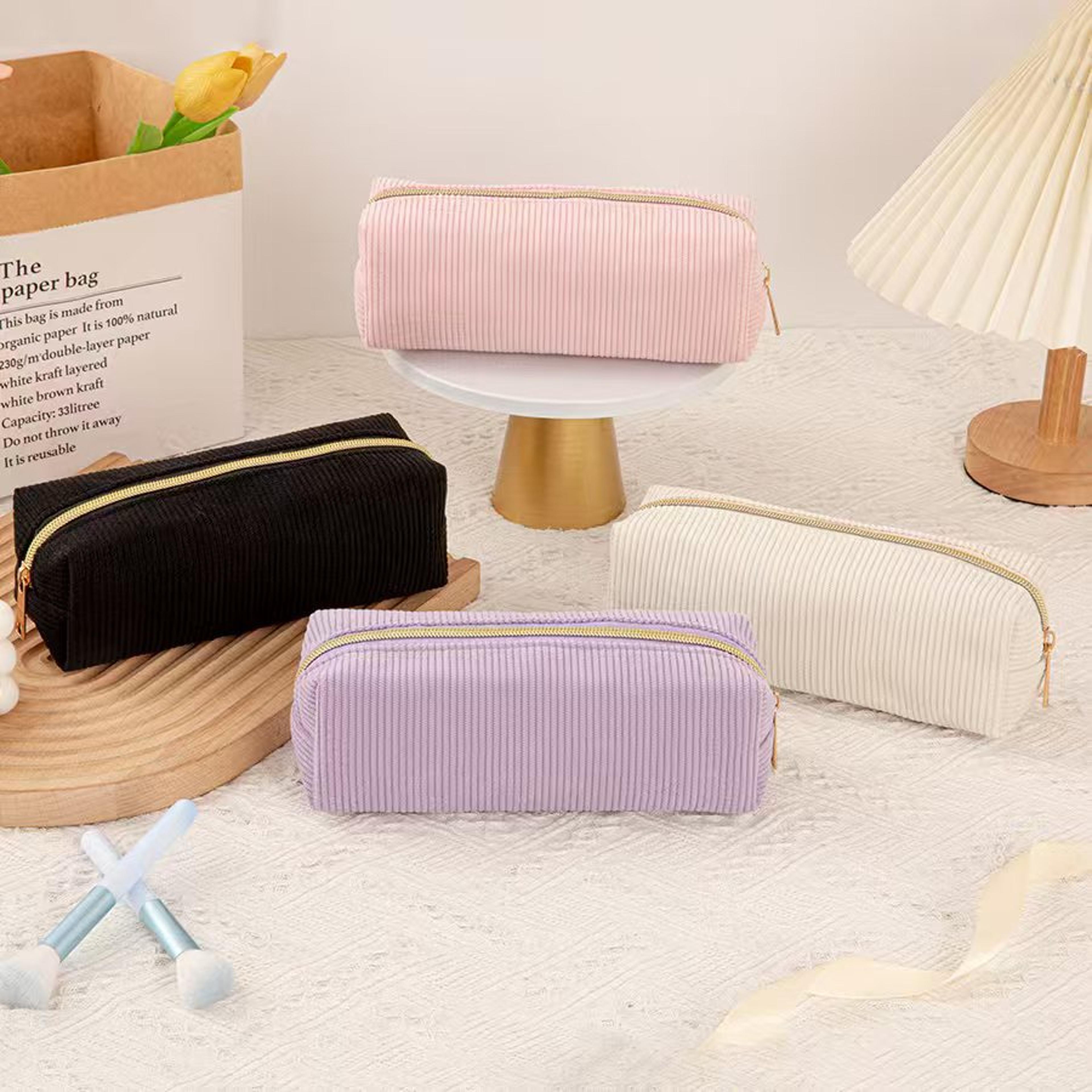 aesthetic corduroy pencil case large capacity pouch & aesthetic stationery organizer