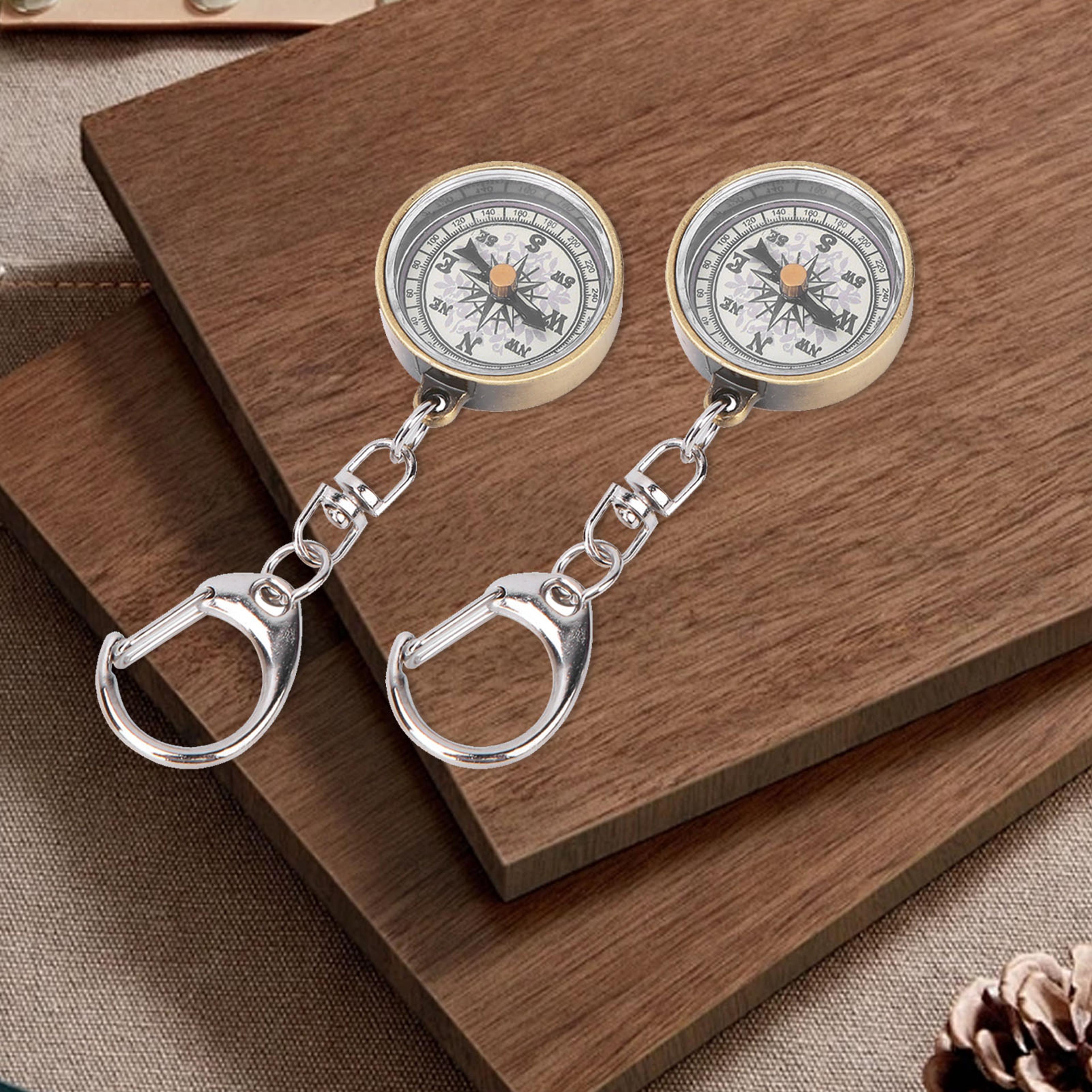 vintage pocket compass keychain brass outdoor navigation tool
