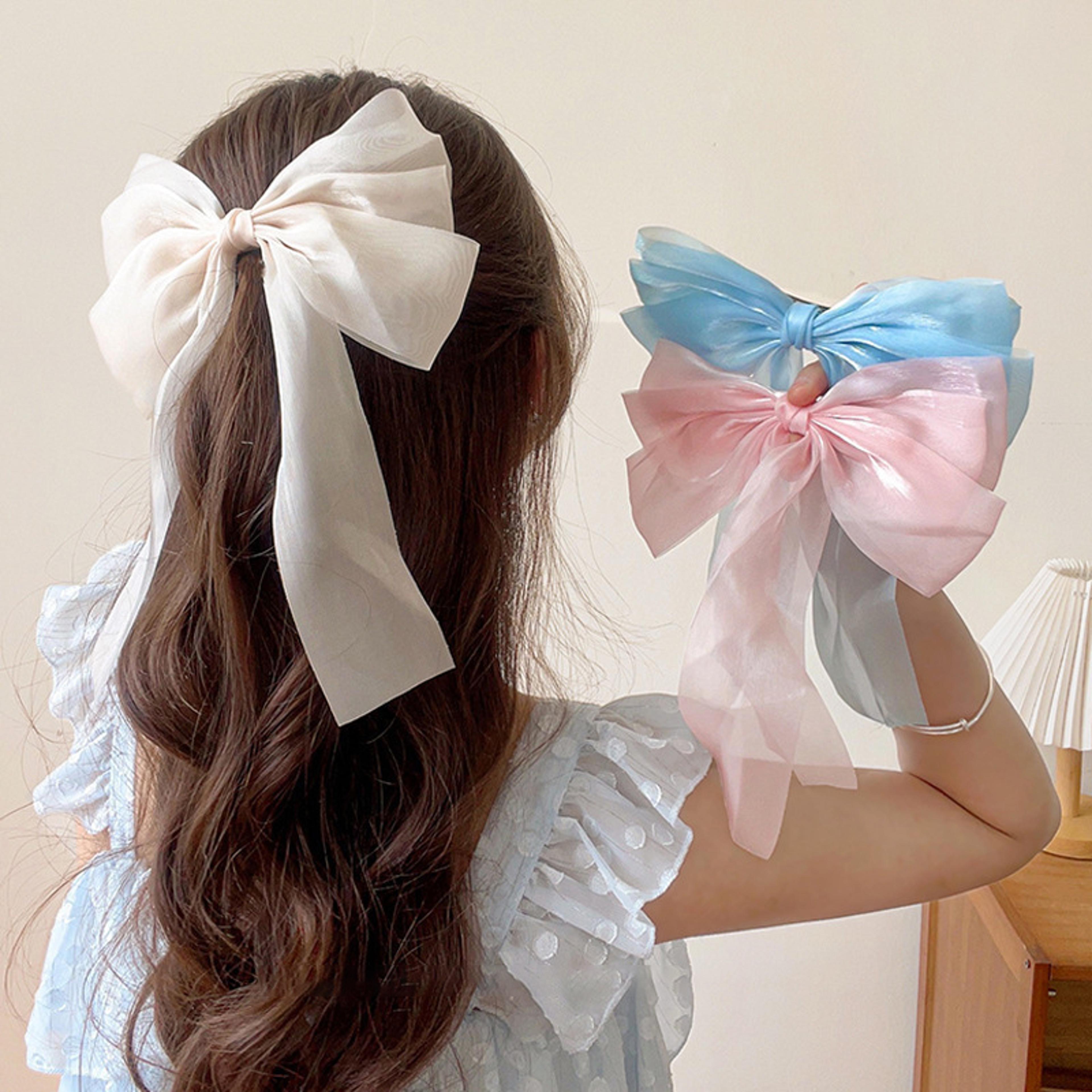 sweet mesh bowknot hair clip for girls cute ribbon hair bow accessory
