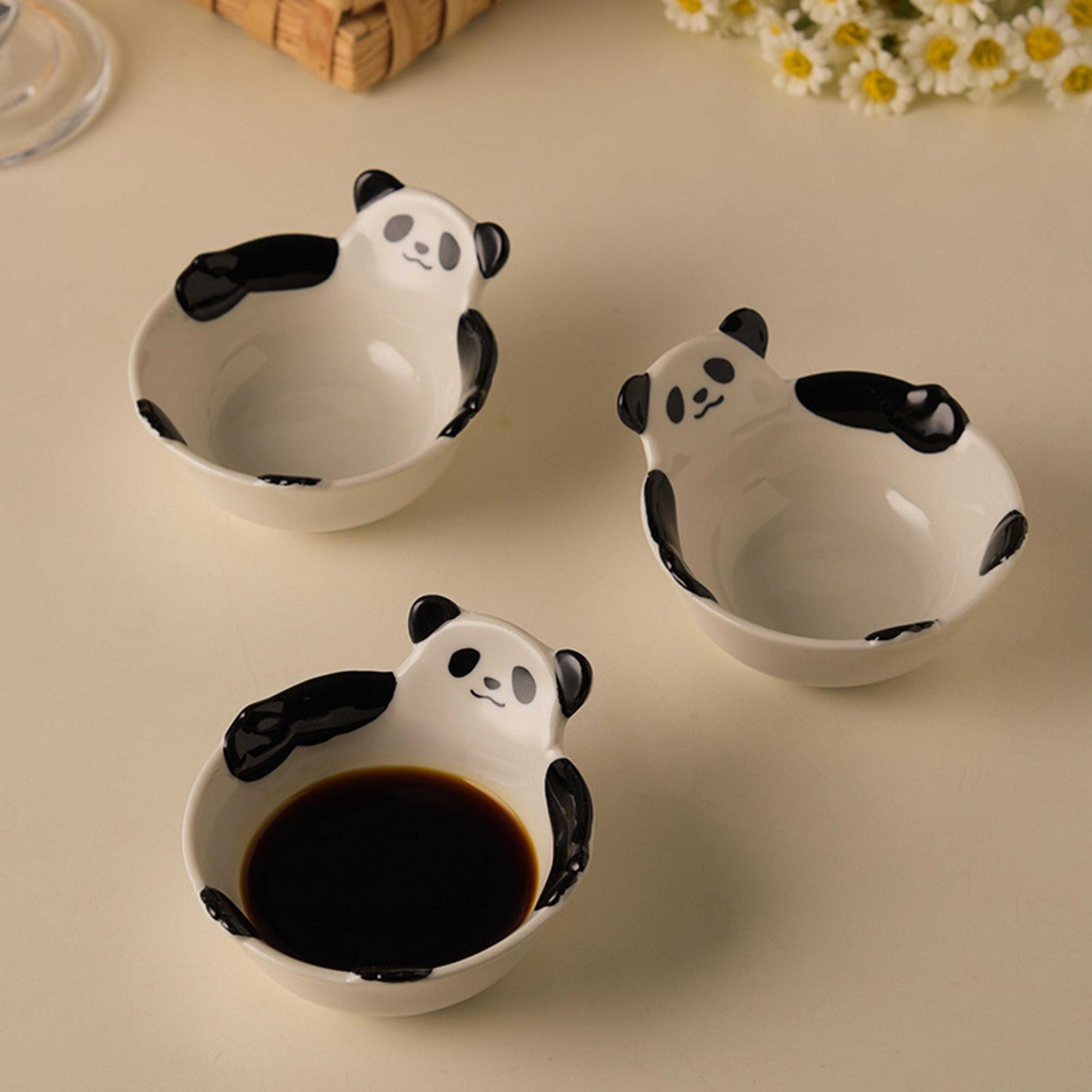 cute panda ceramic dipping dish small sauce bowl for dumplings vinegar hot pot seasoning