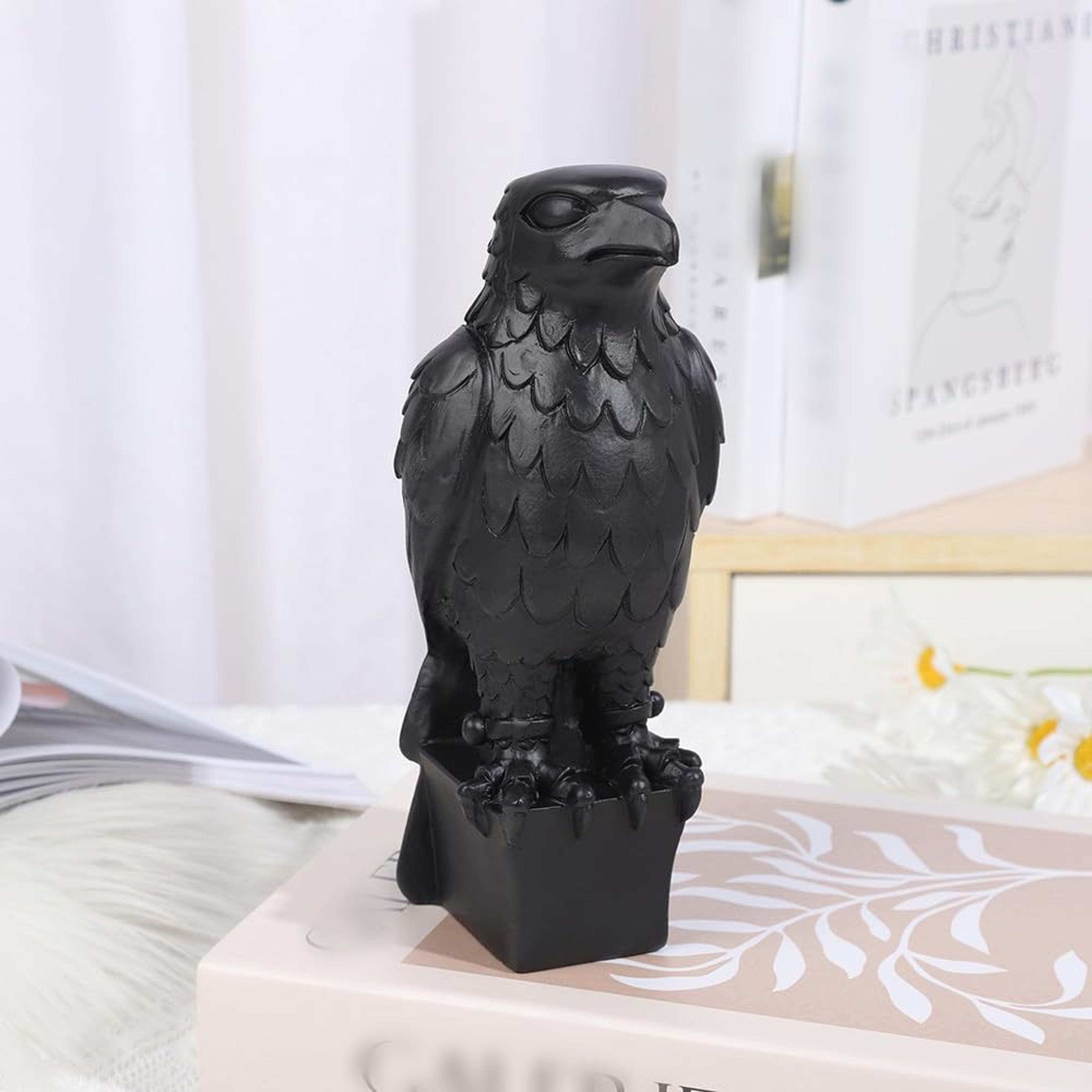 black eagle resin statue hawk sculpture desk decor for home office garden