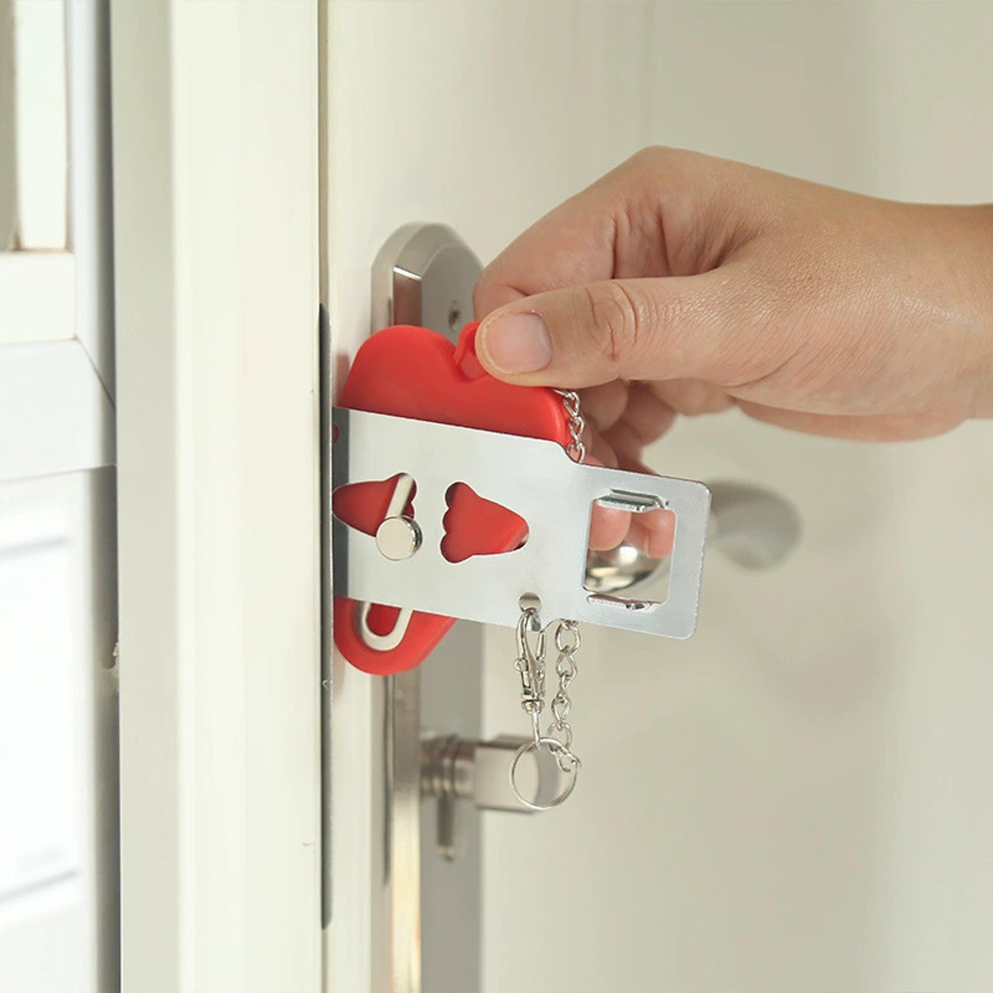 portable door lock security latch no drill travel safety device