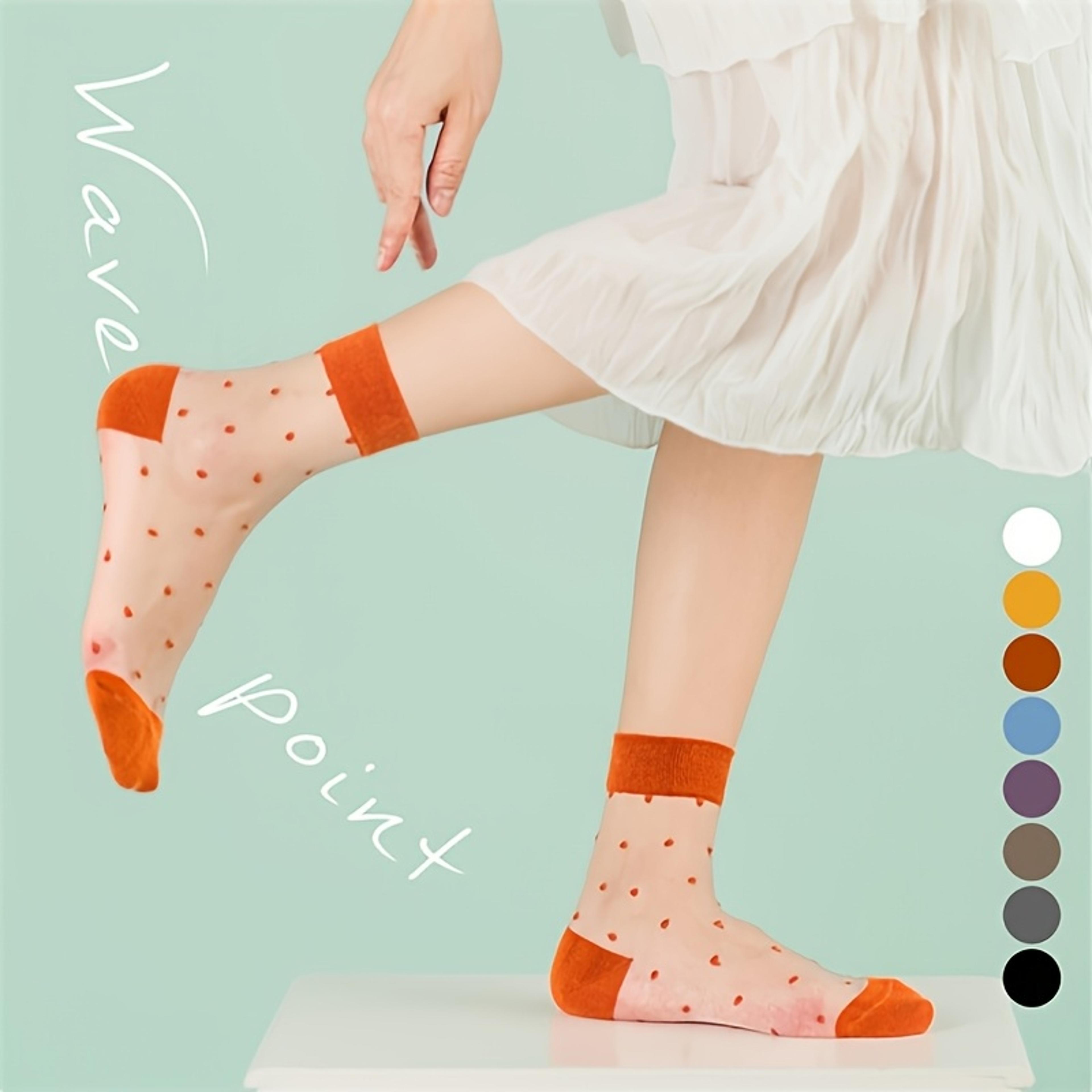 womens polka dot socks breathable cotton ankle socks cute summer fashion socks