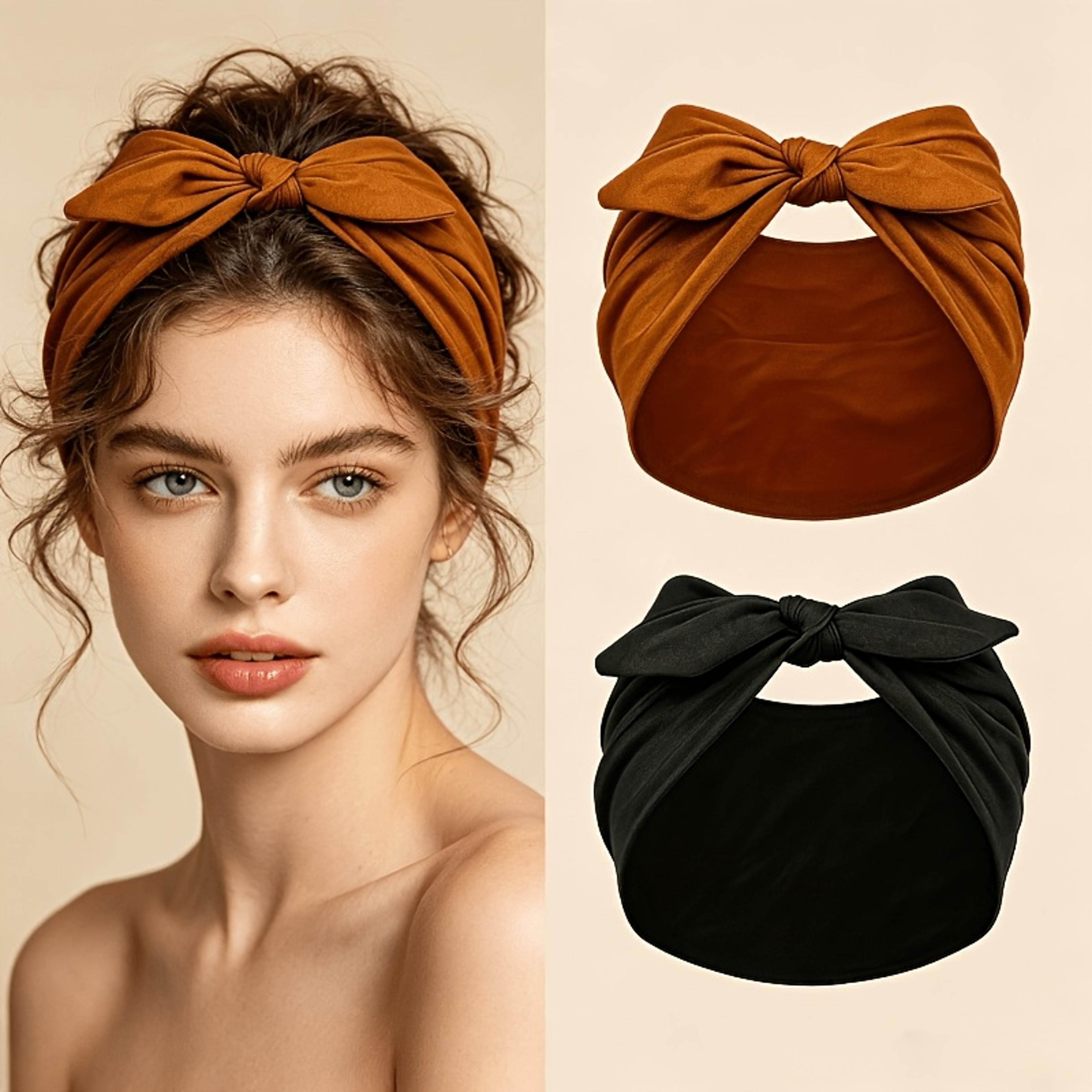 bohemian bow headband for women soft stretch non slip hair accessory