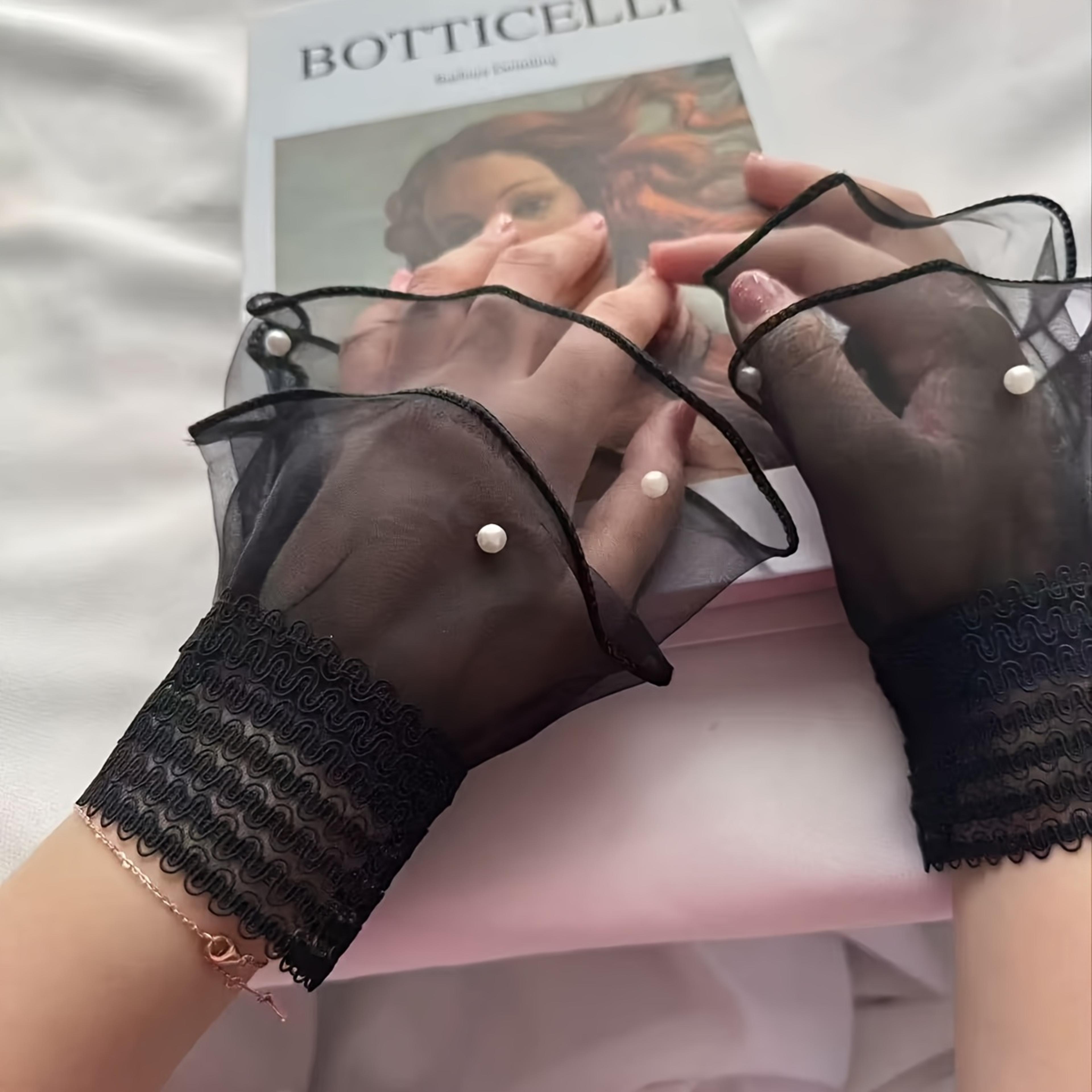 pleated tulle cuff gloves for nail art display fashion photography props