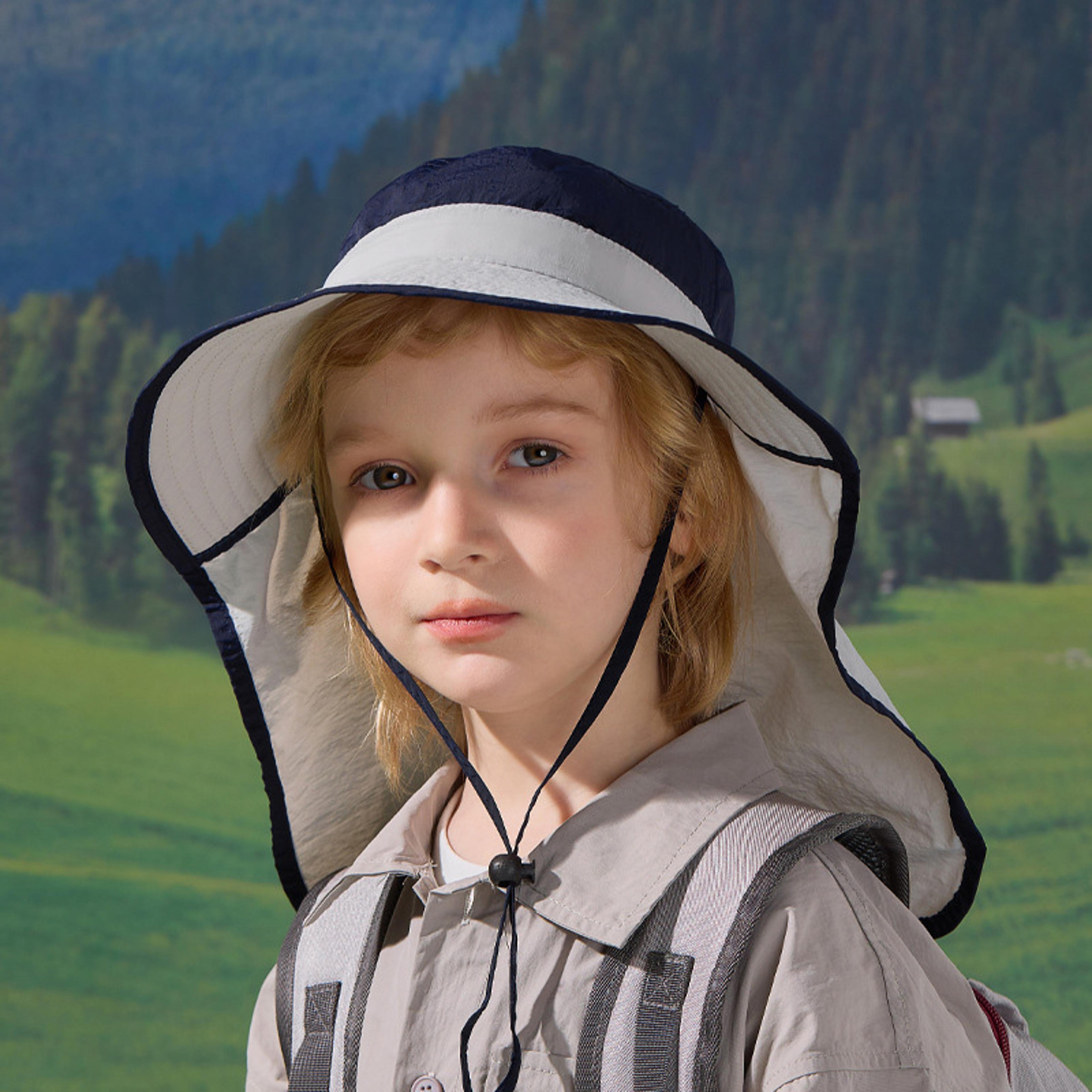kids wide brim sun hat with neck protection uv beach fisherman cap