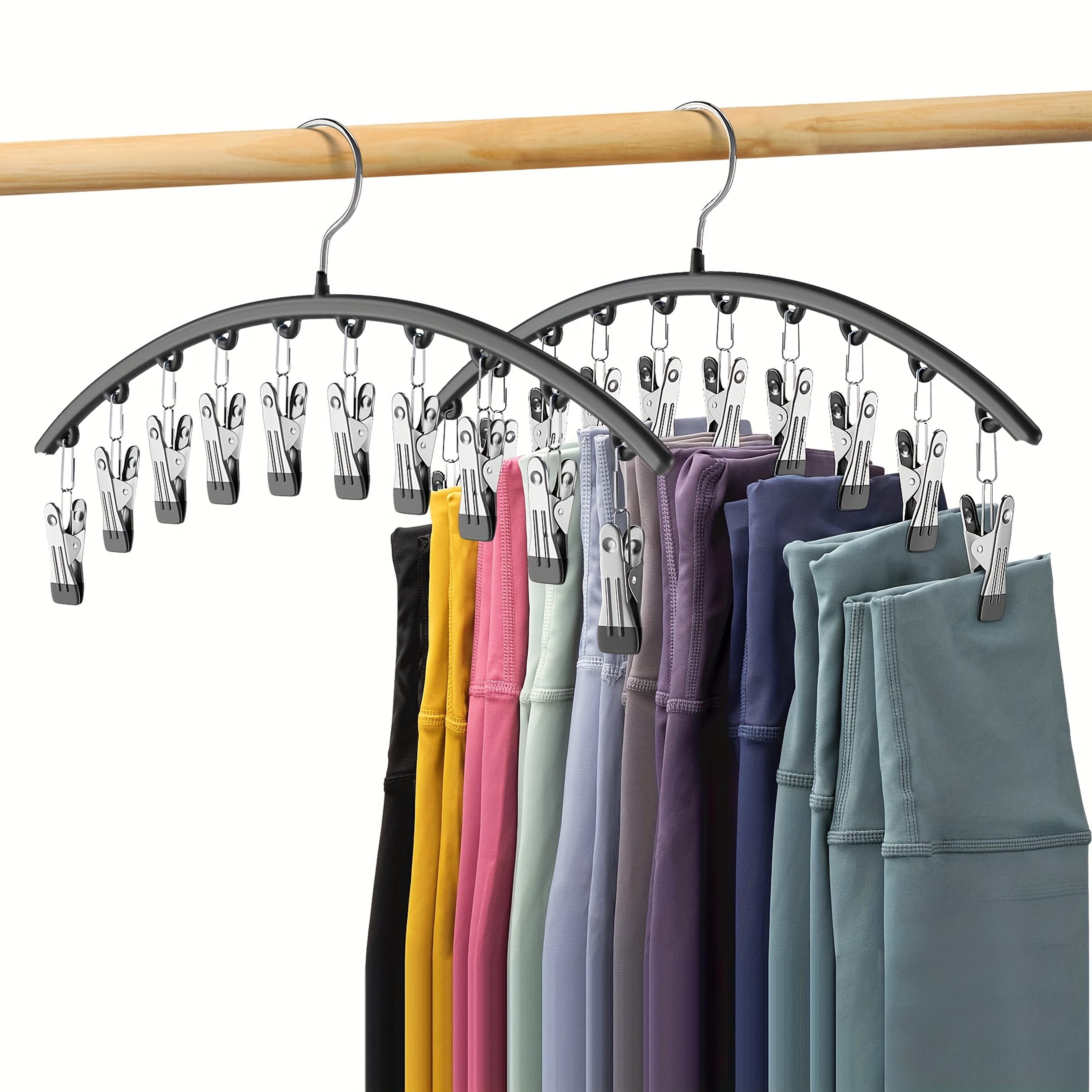 curved metal leggings hanger with ten clips space saving closet organizer