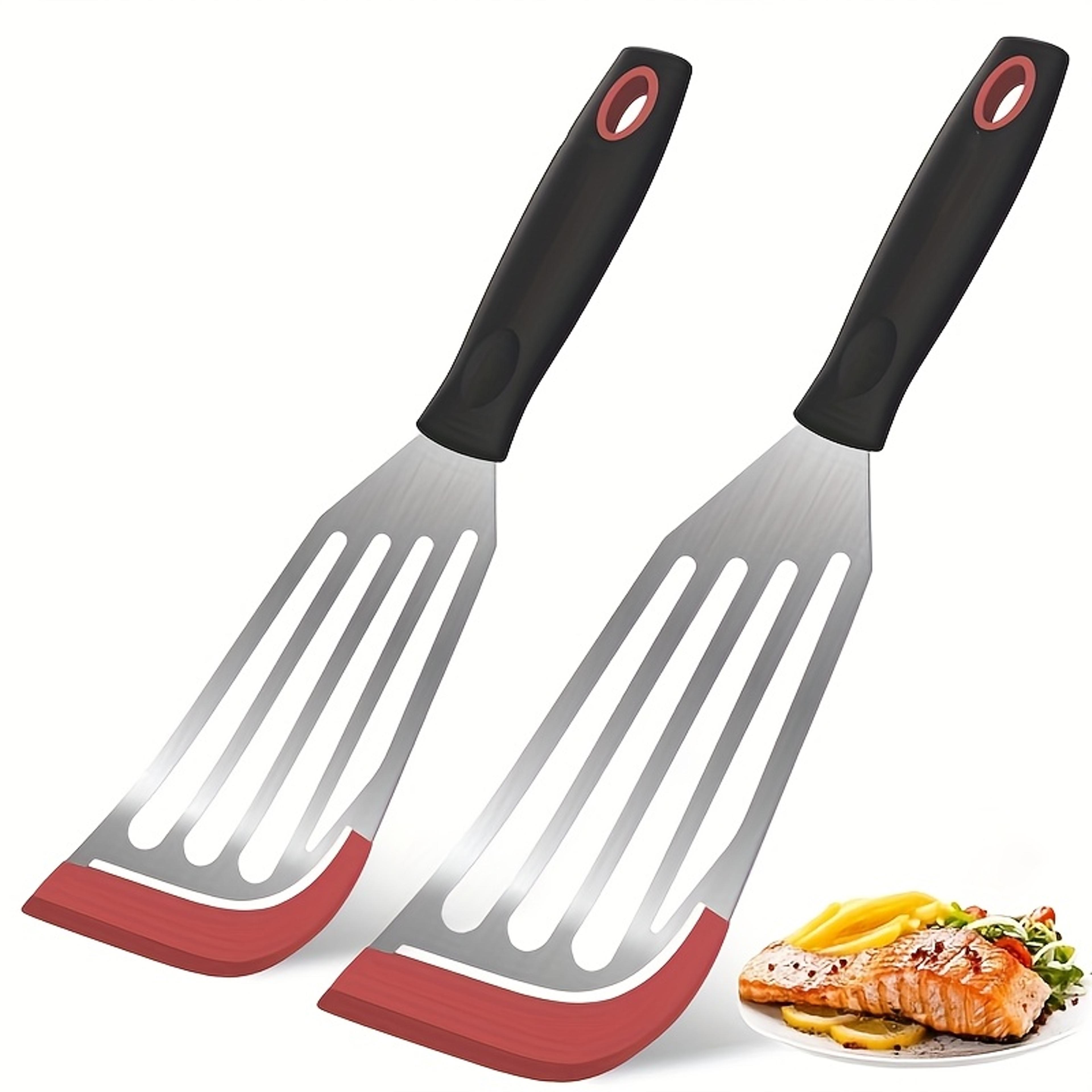 stainless steel silicone spatula heat resistant cooking flipper for kitchen frying