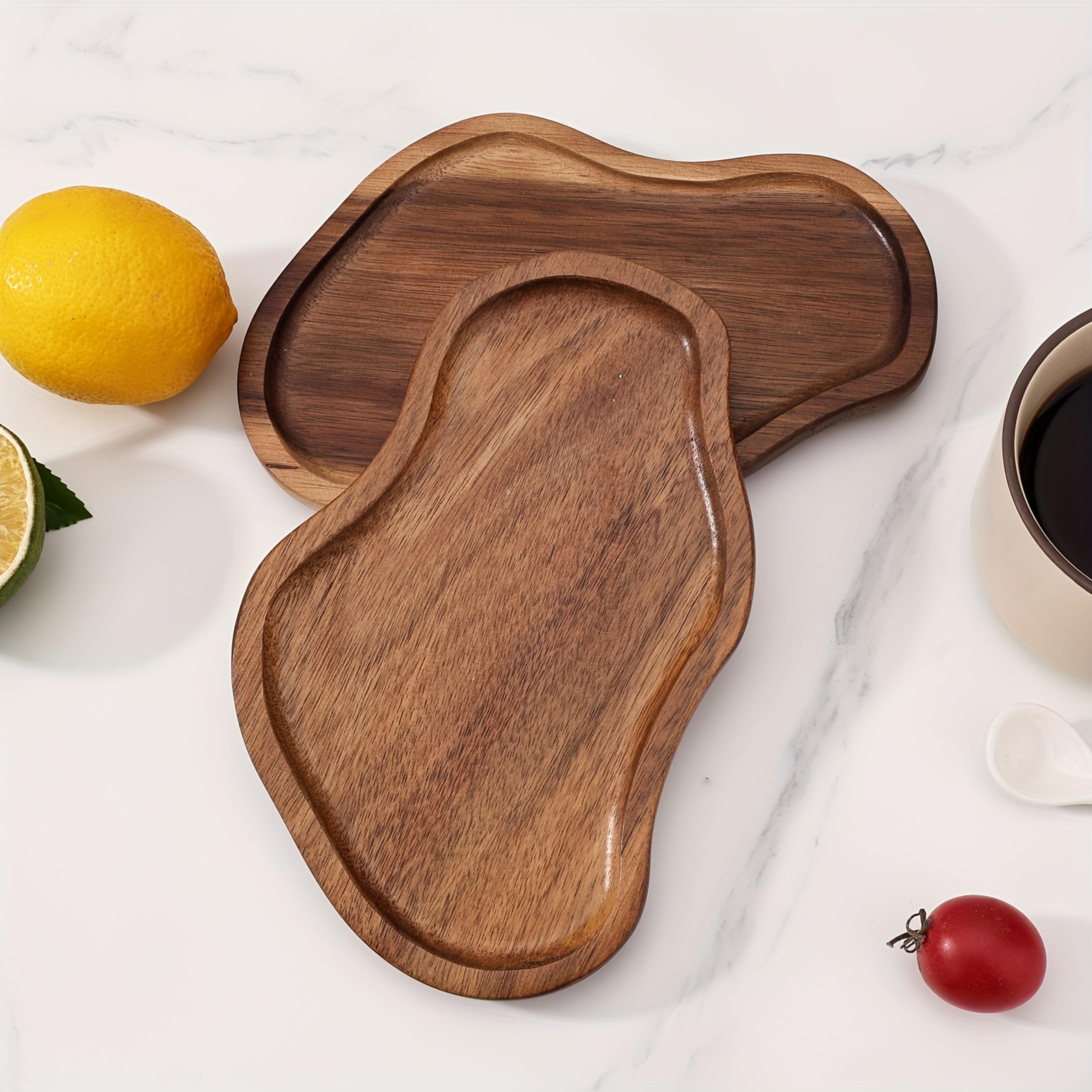 japanese acacia wood peanut shaped serving tray decorative wooden plate for snacks home dining