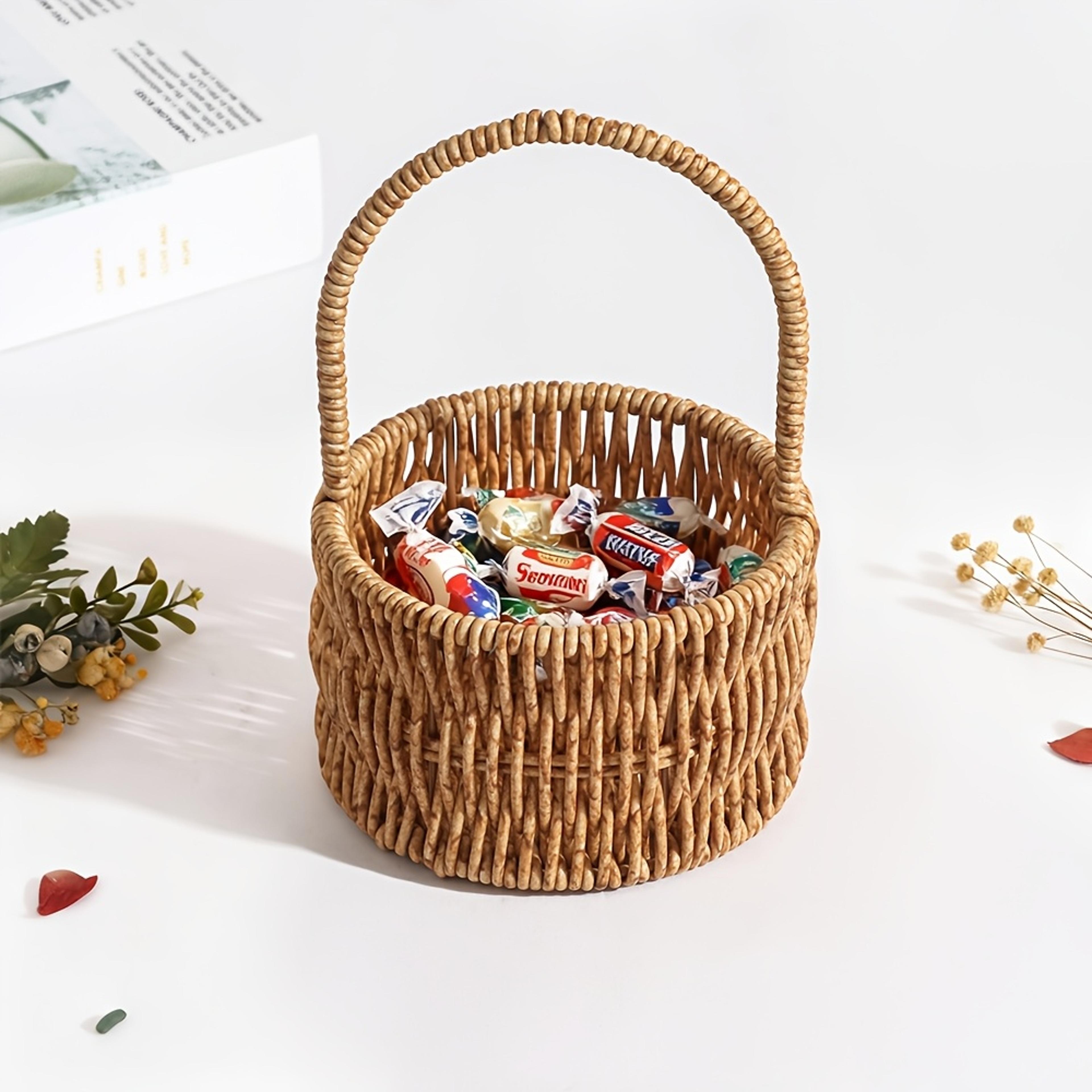 mini rattan woven storage basket for living room shelf decor gift basket