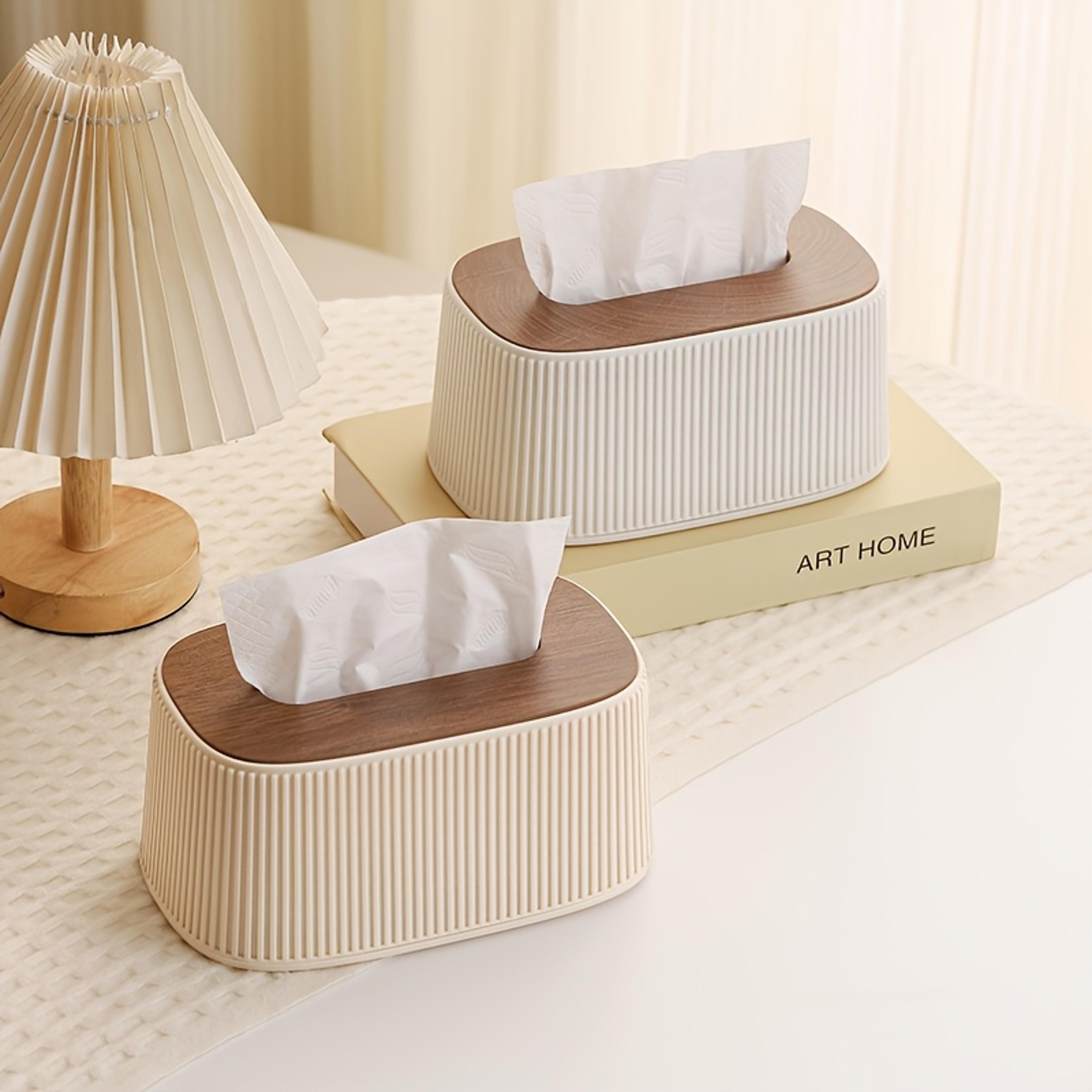 auto lift spring tissue dispenser with wooden lid stylish cream tissue box cover for home decor