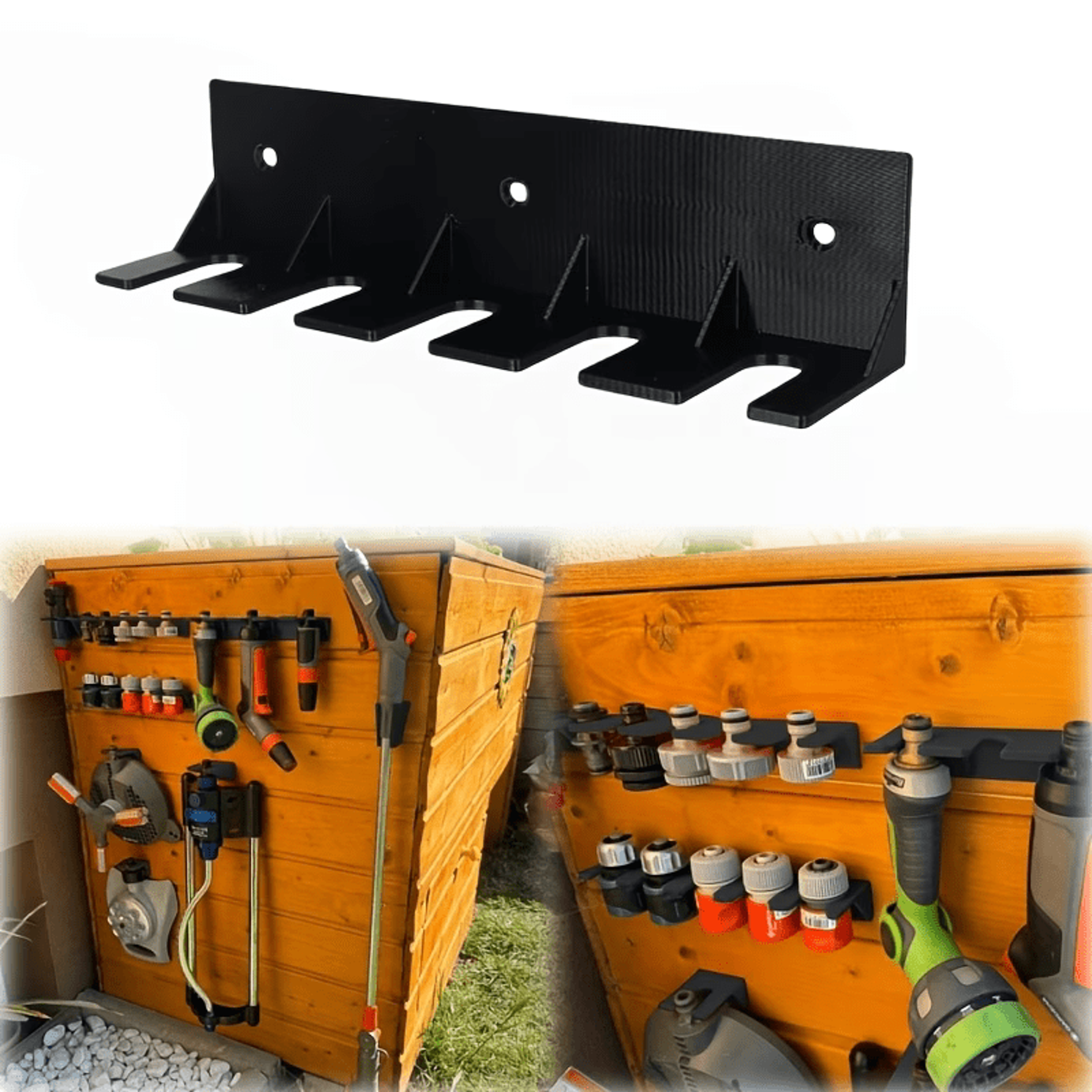 garden water gun storage rack outdoor hose organizer wall mount bracket