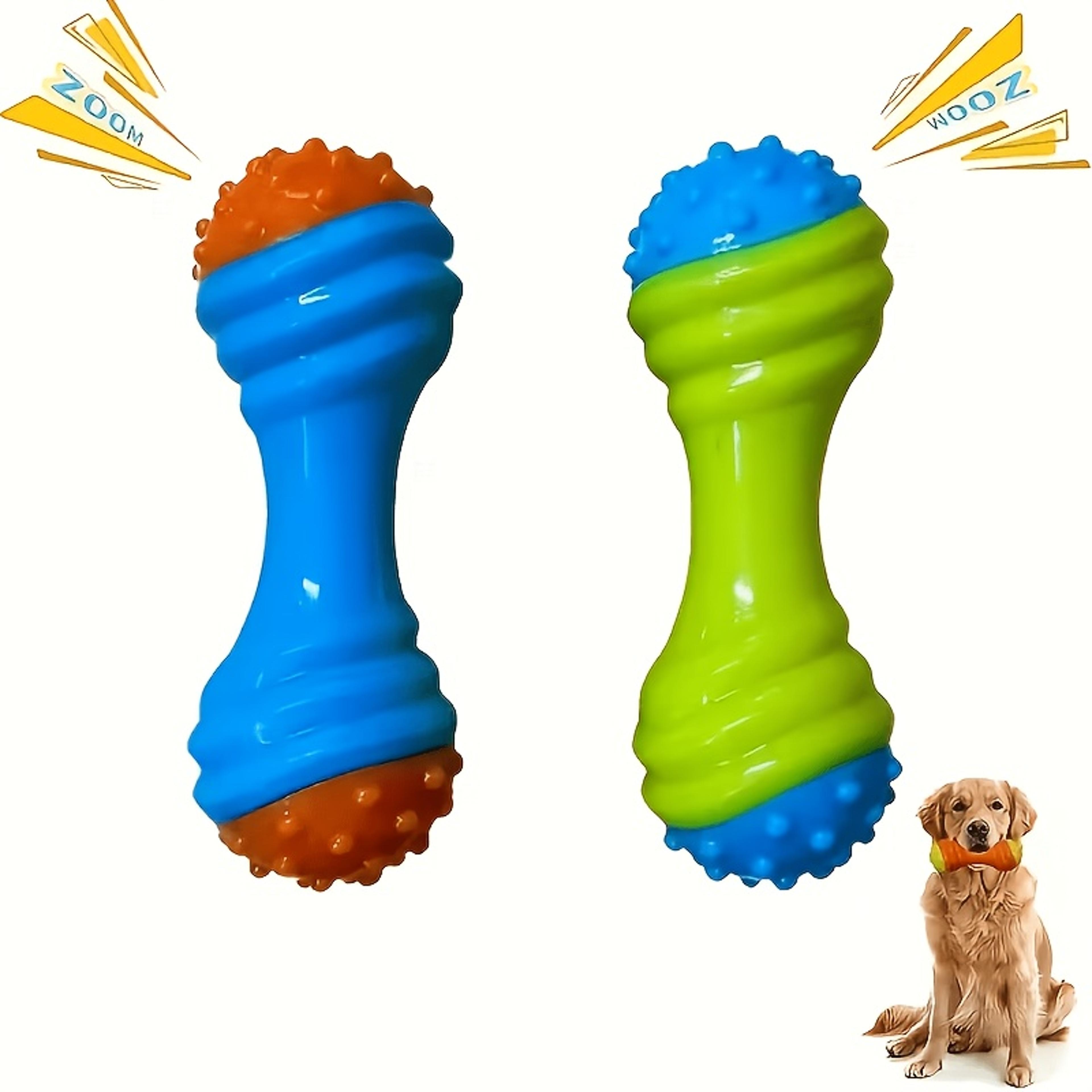 interactive squeaky dumbbell dog toy bite resistant chew bone for small dogs