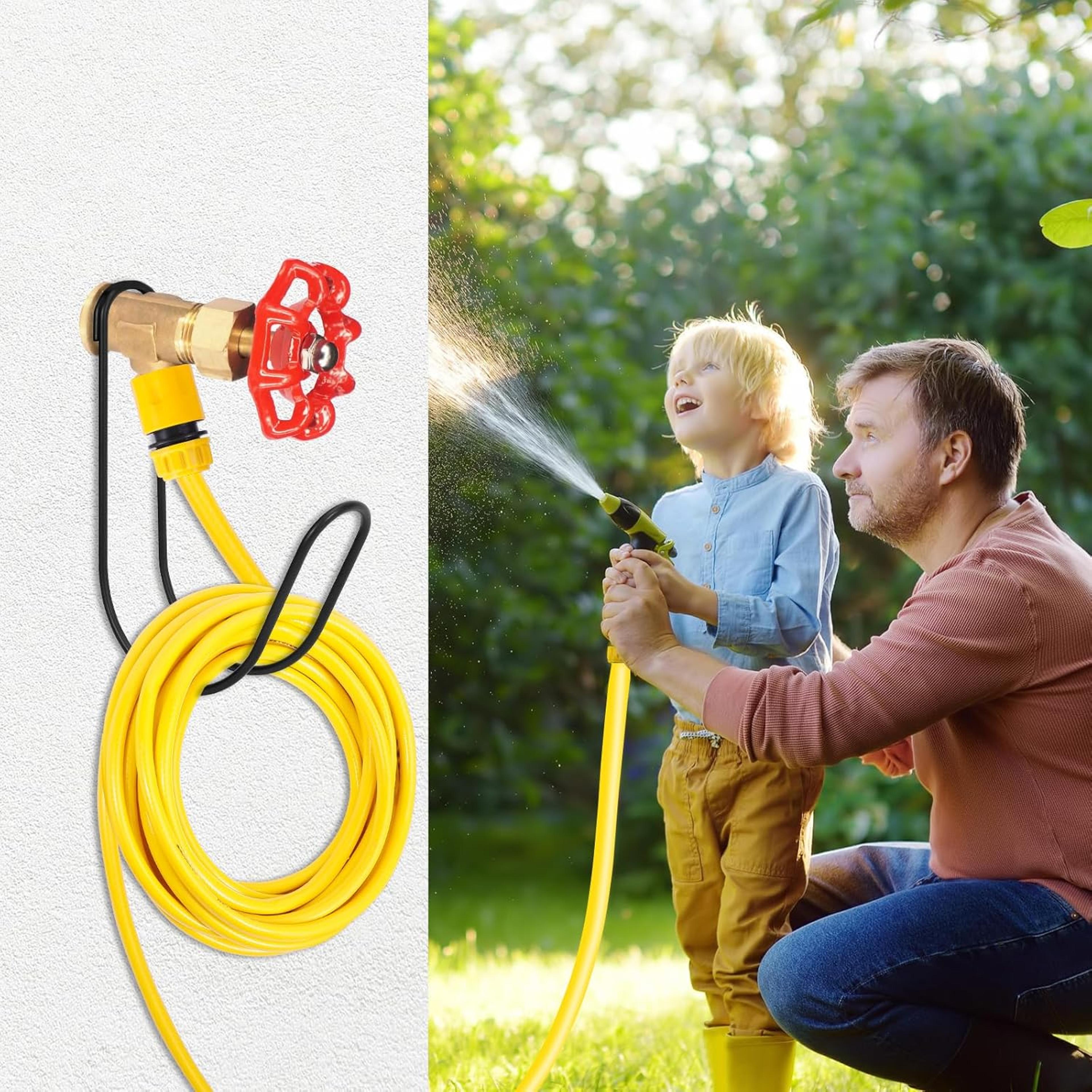 heavy duty garden hose holder metal hose hanger for outdoor faucet & water hose storage