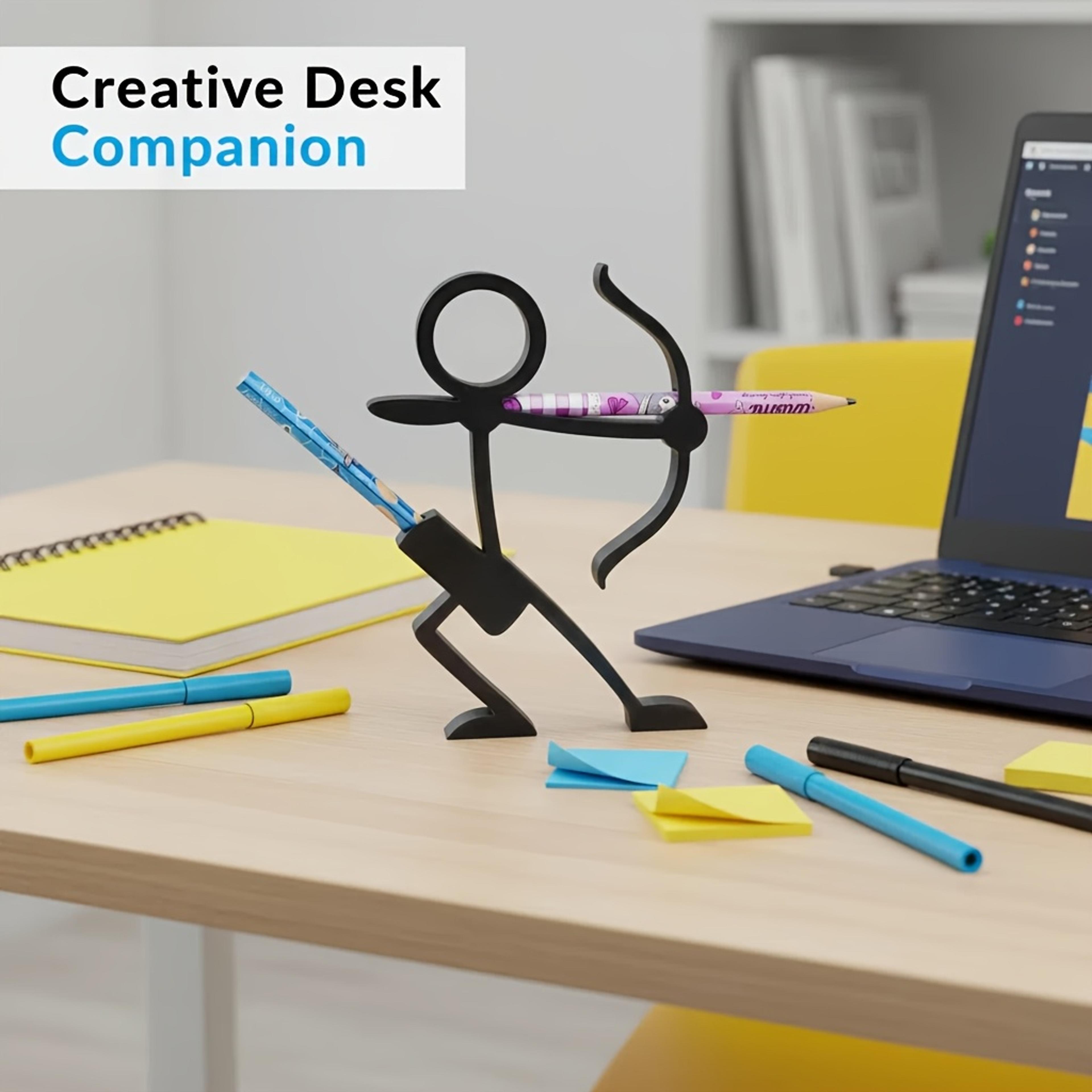 printed stick figure pencil holder creative desk organizer pen stand for office decor gift