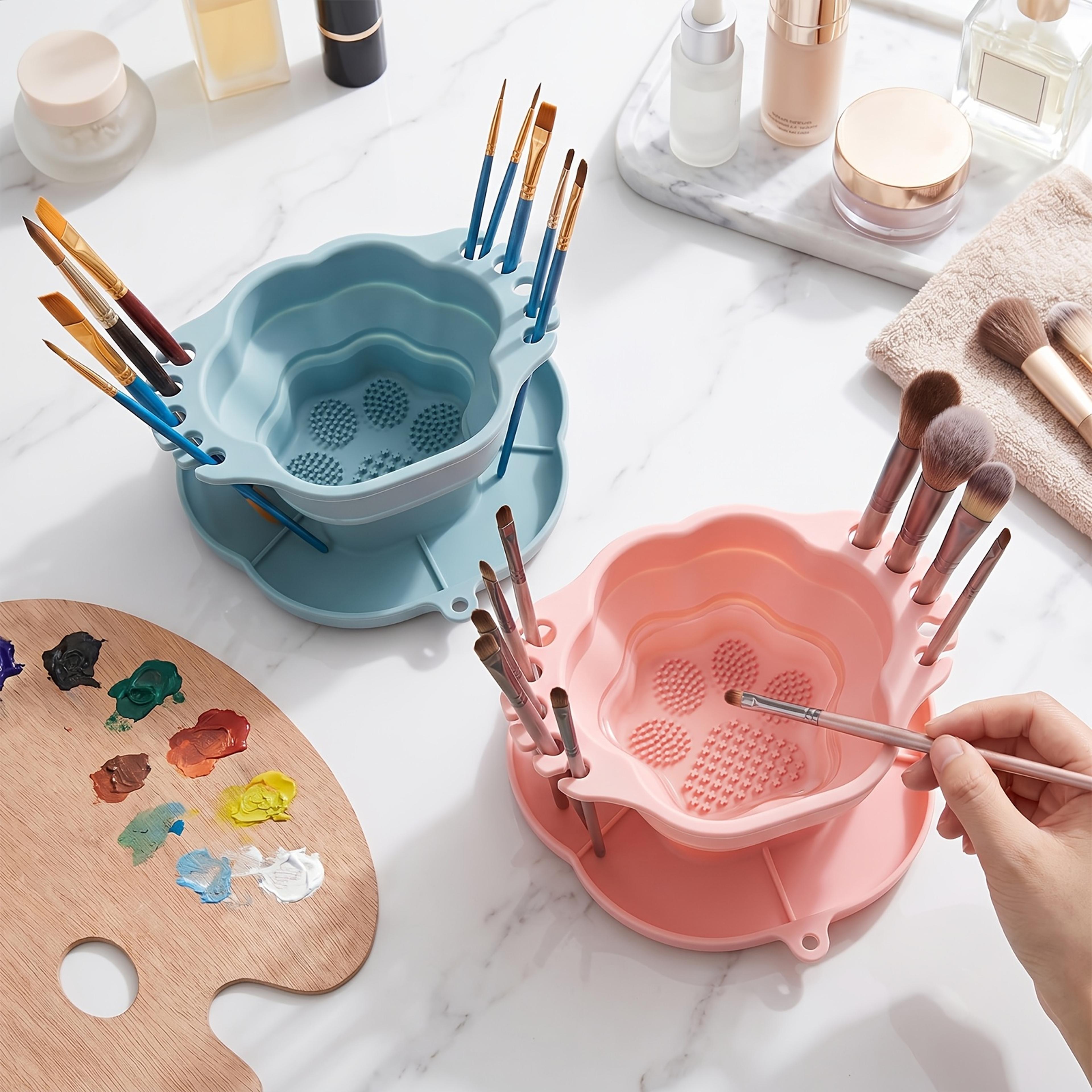 cute cat paw silicone washing mat makeup brush cleaner organizer