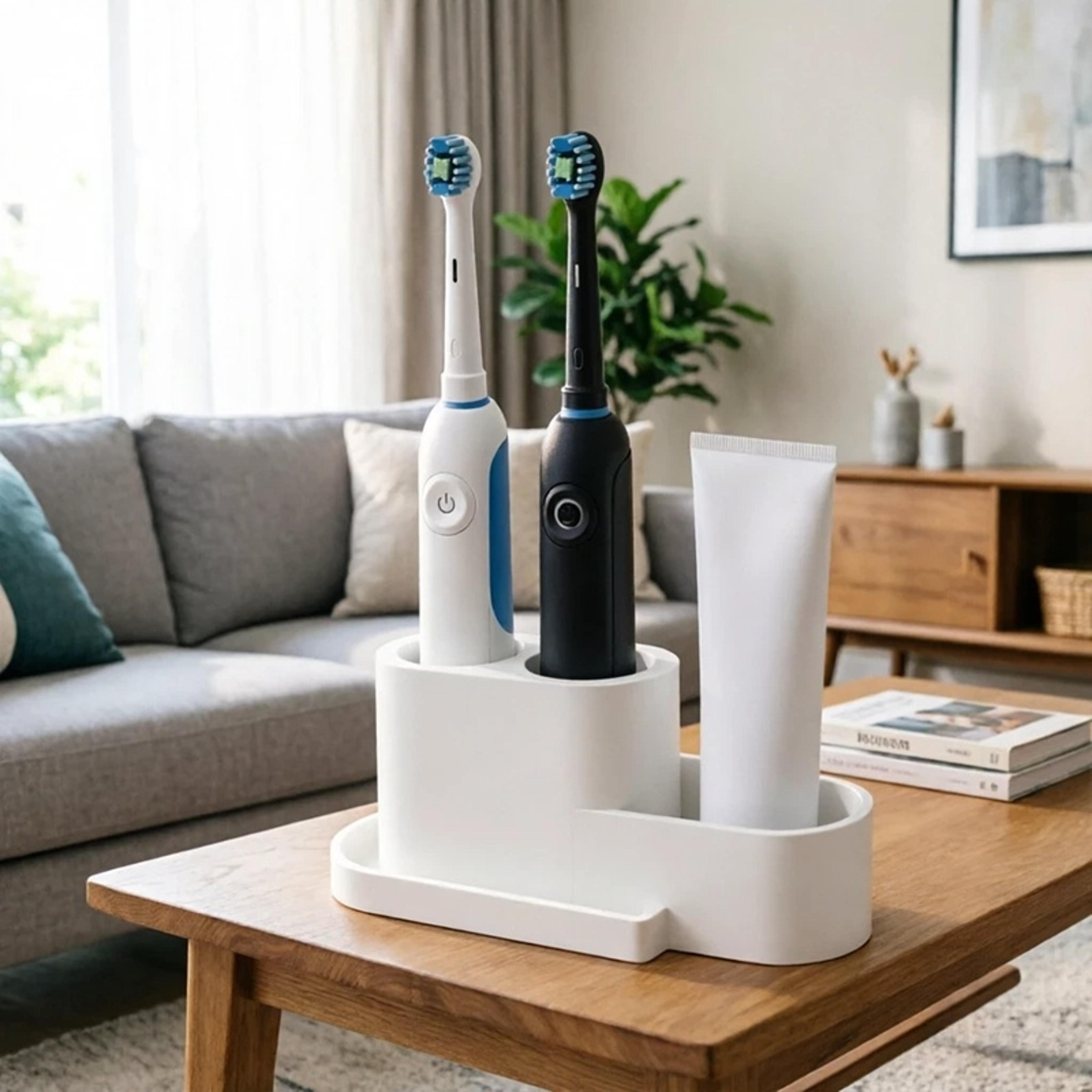 wall mounted bathroom organizer with detachable toothbrush holder & toothpaste storage rack