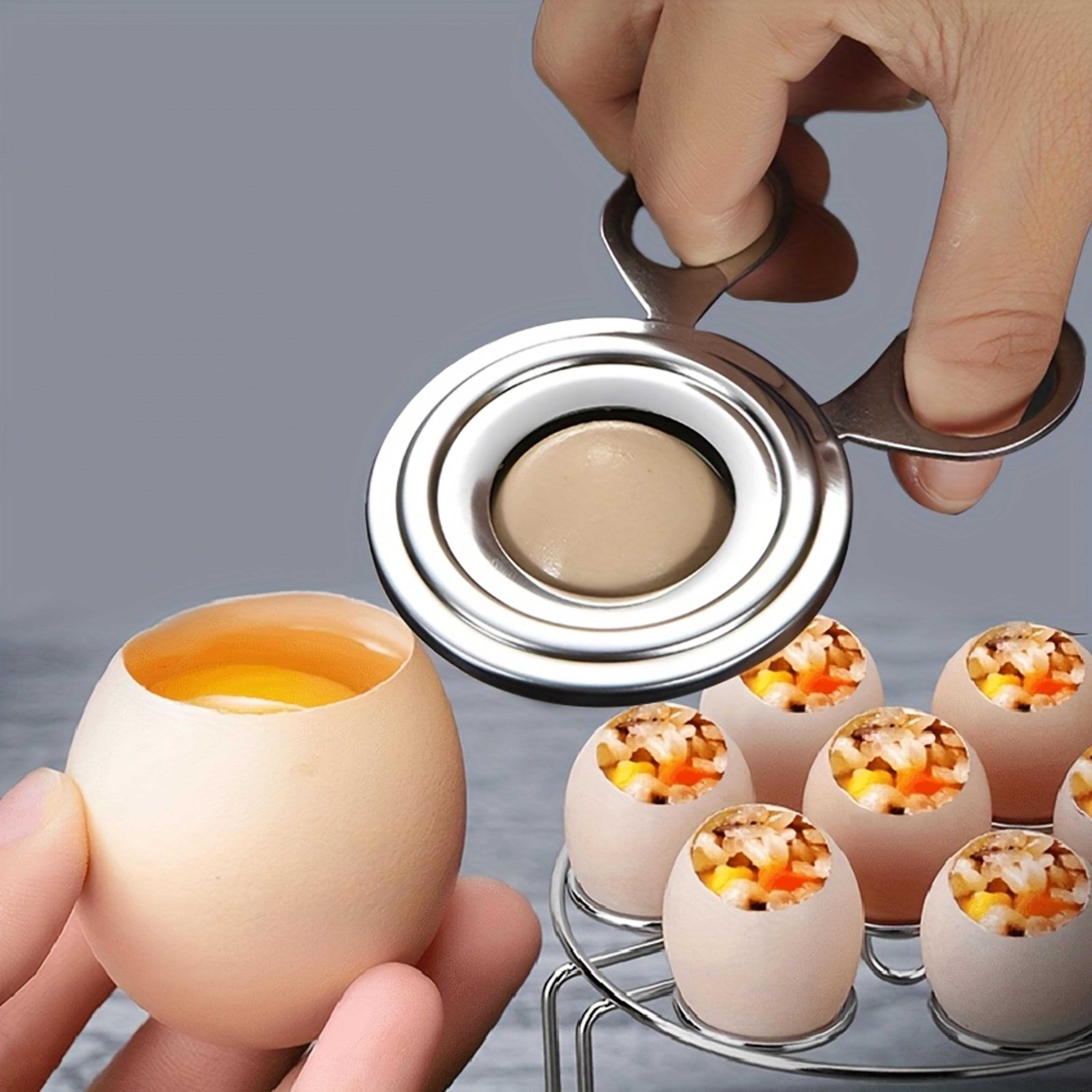 premium stainless steel egg topper cutter for soft boiled eggs portable egg shell opener