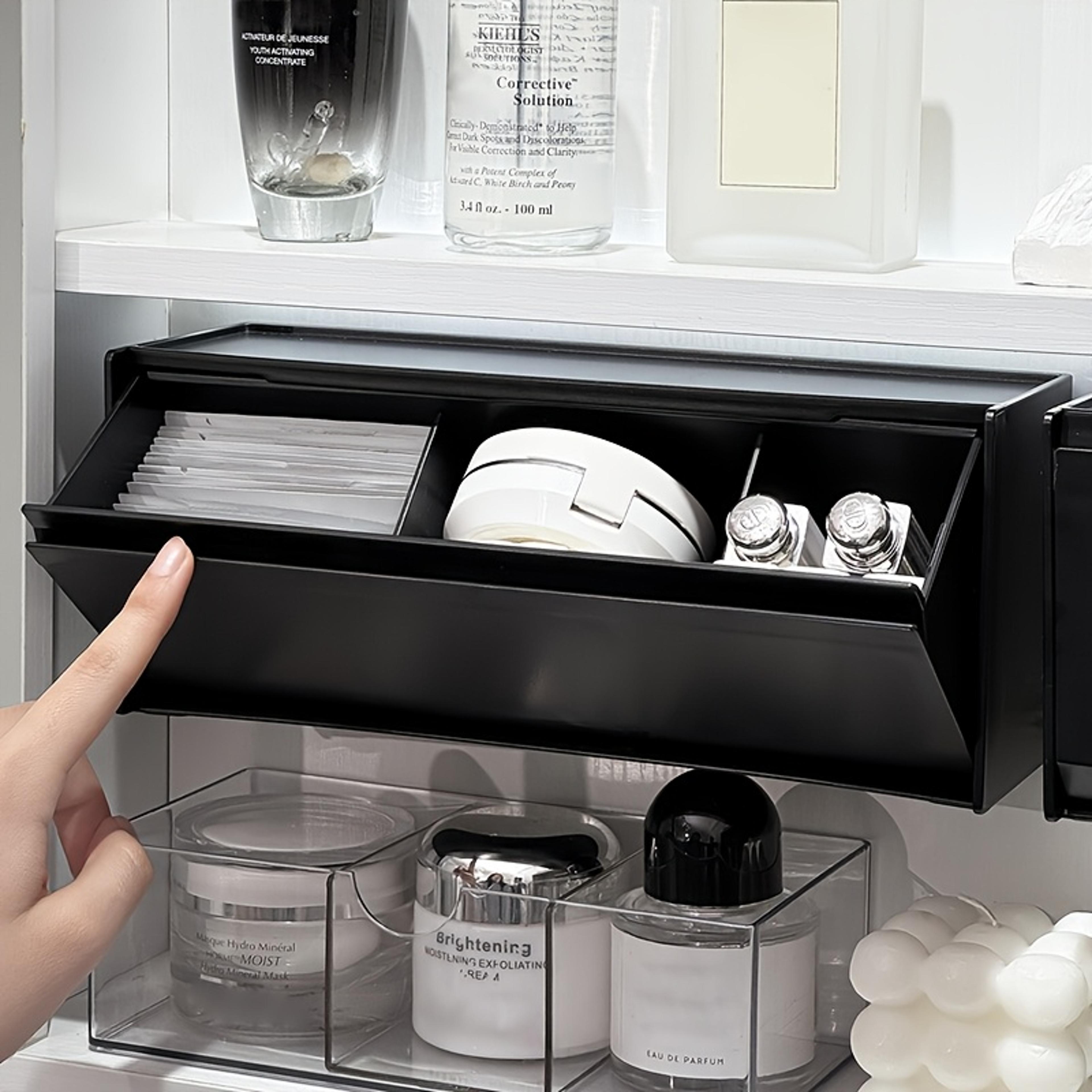 flip top bathroom organizer wall mounted cotton pad holder & makeup storage box