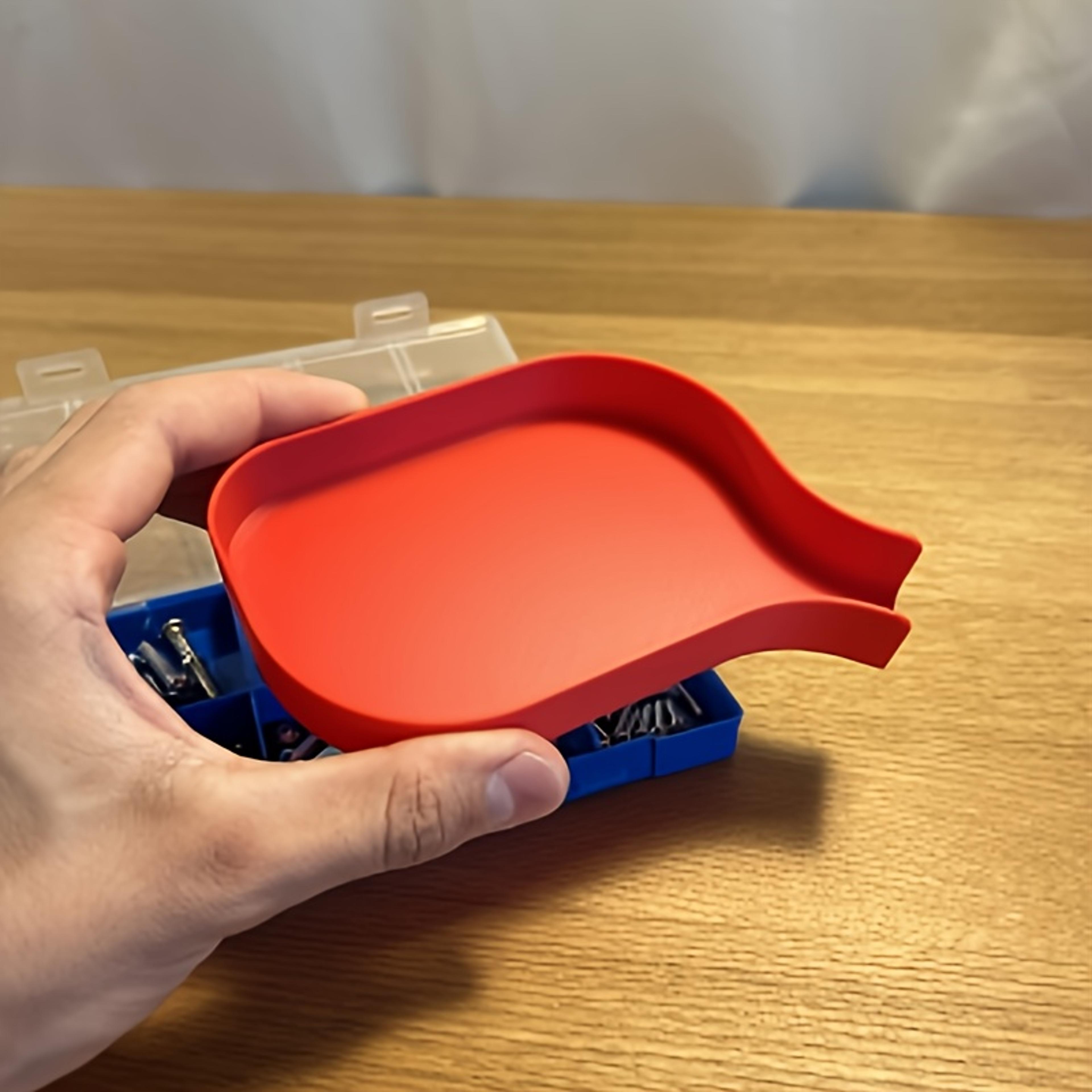 durable funnel tray small parts organizer with anti slip barrier plug