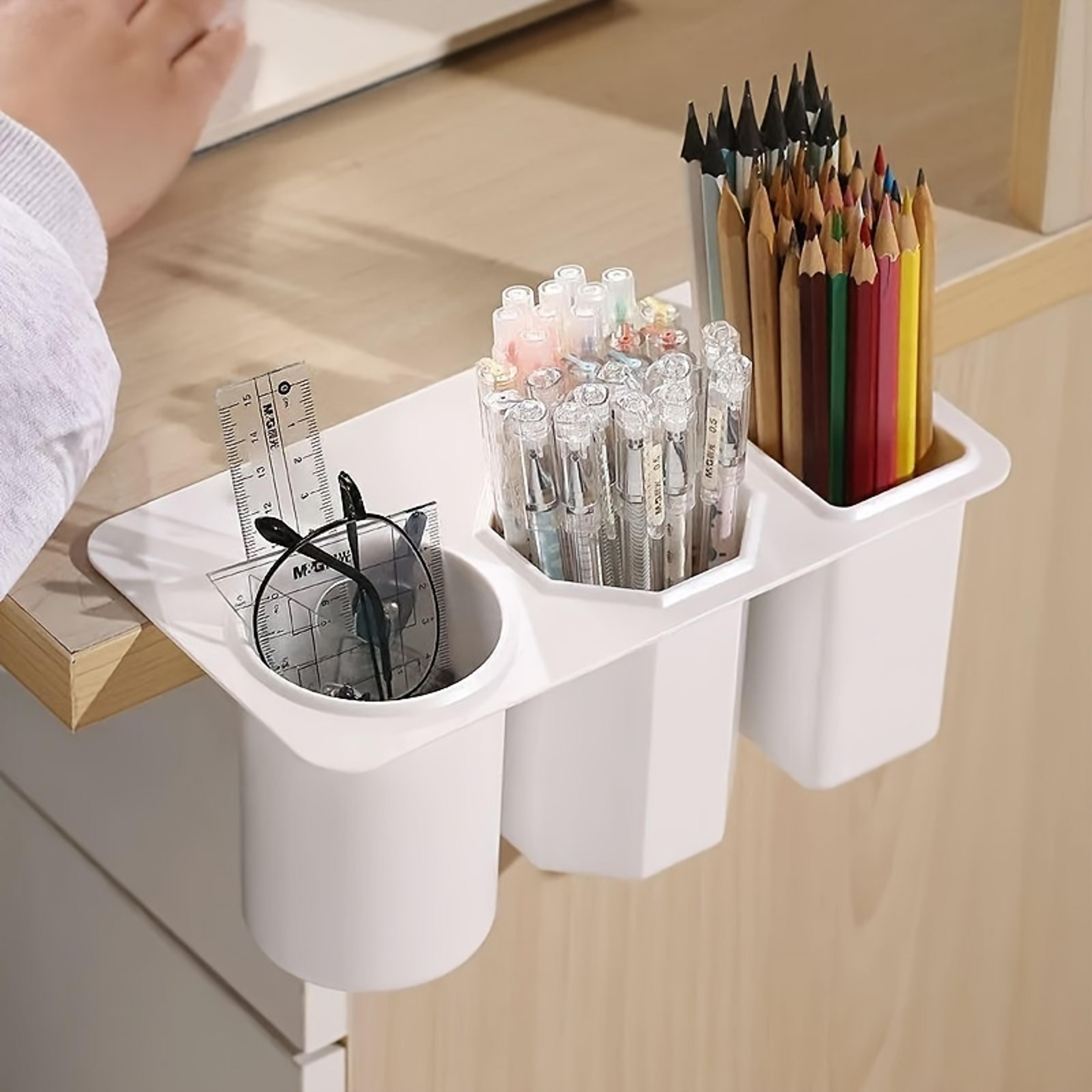 stick on desk organizer compartment desktop storage box for pens, makeup brushes & office essentials