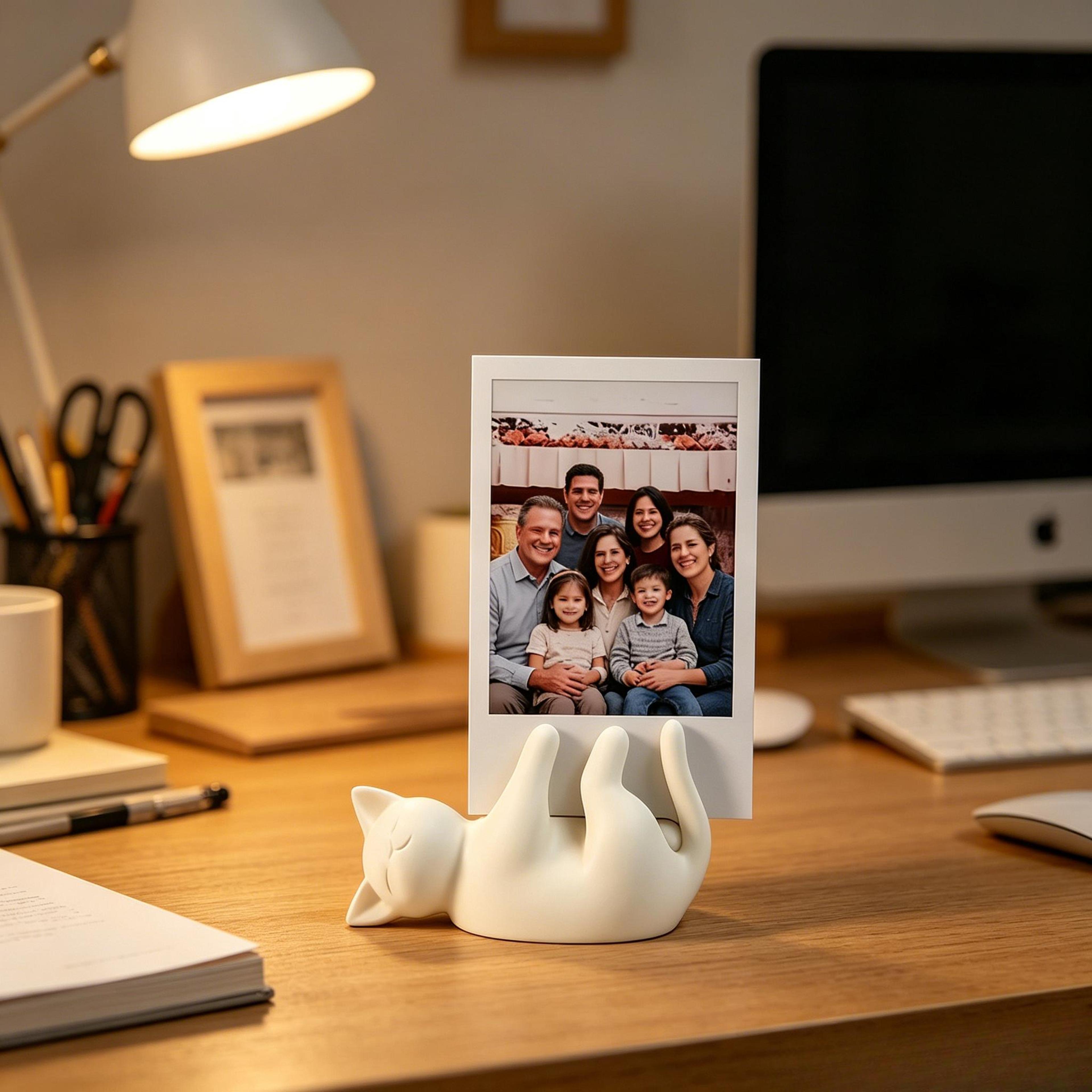 cute lazy cat polaroid photo frame desktop display stand