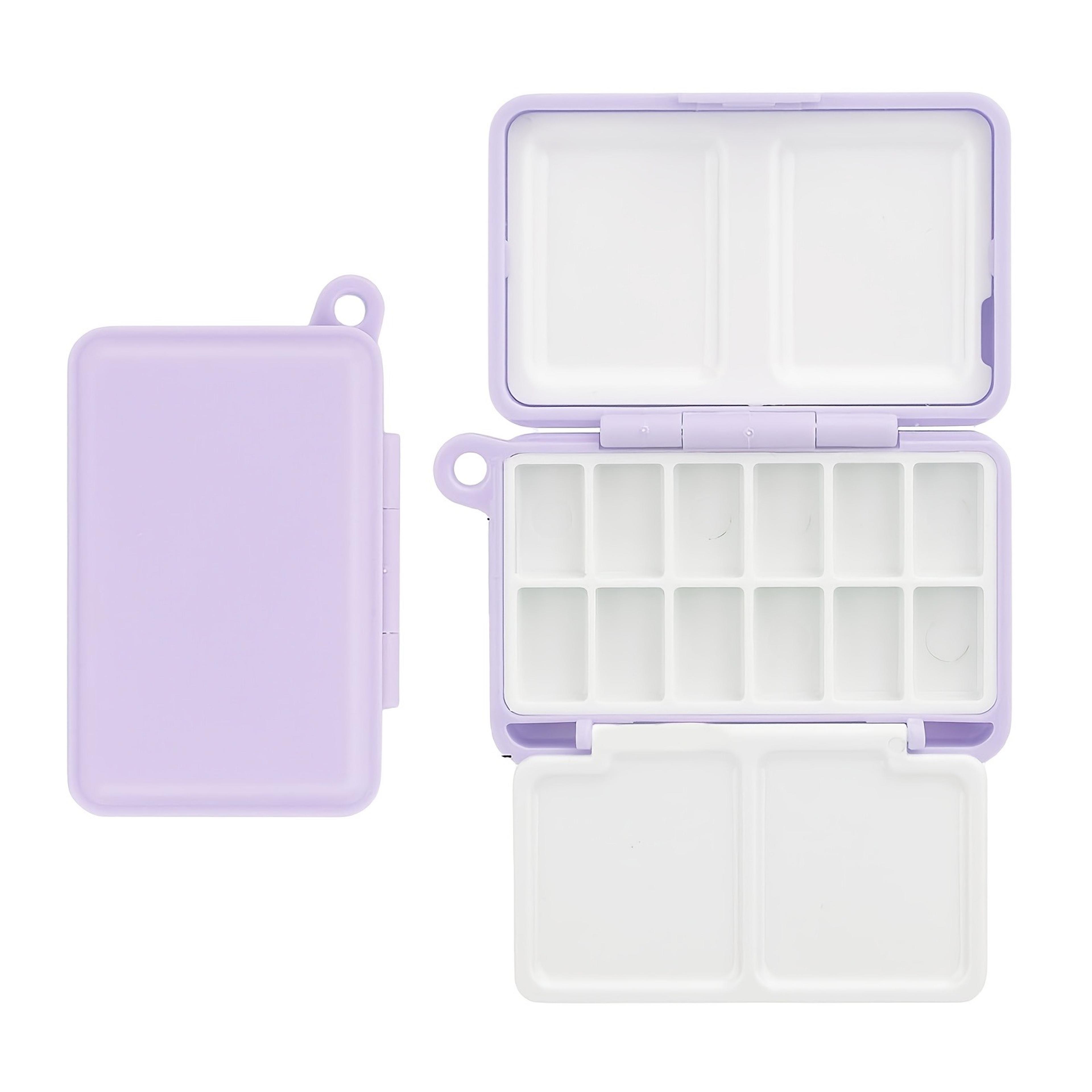 portable travel watercolor palette with sealed mixing lid for outdoor sketching & painting