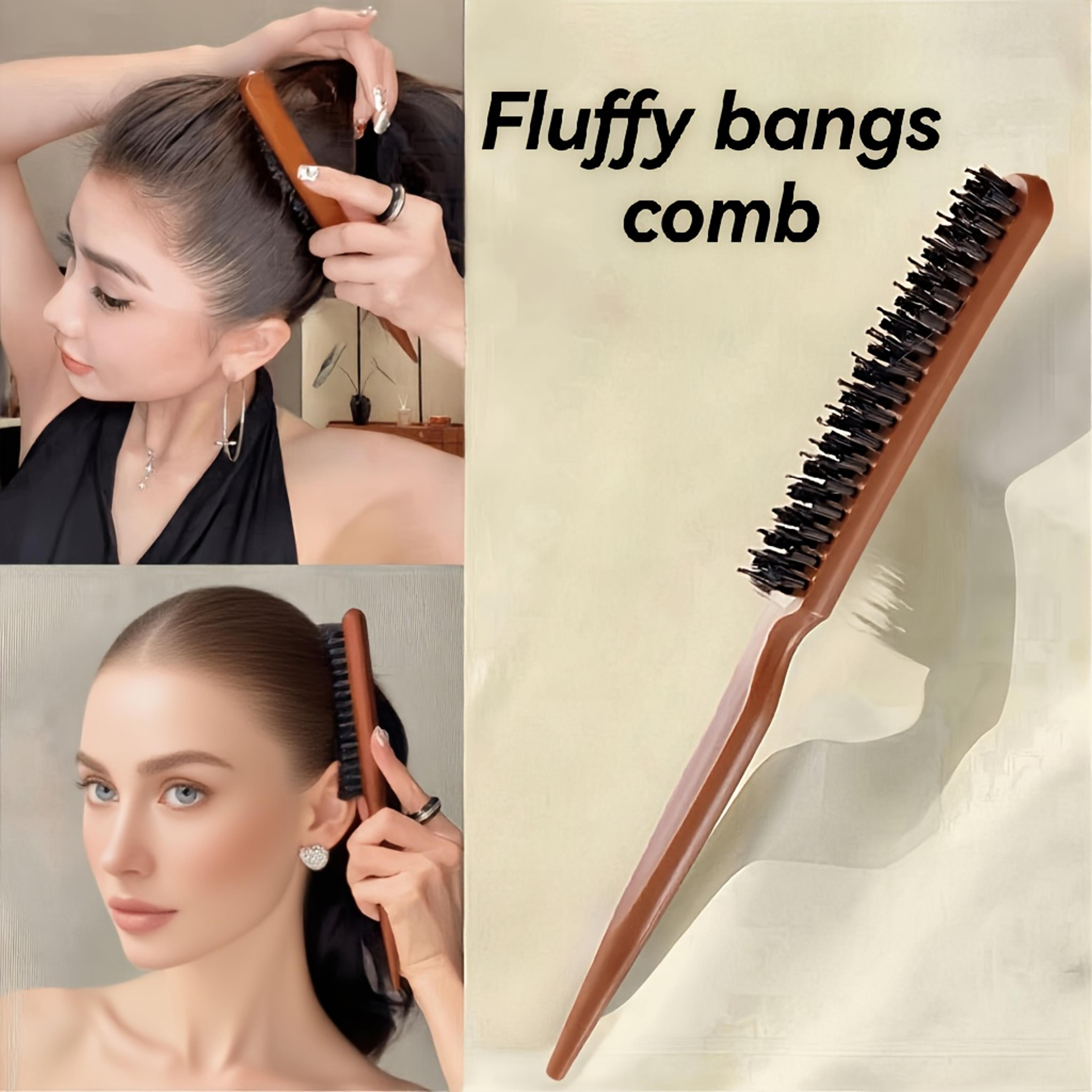 professional boar bristle hair comb with rosewood handle for sleek buns, edges & voluminous styling