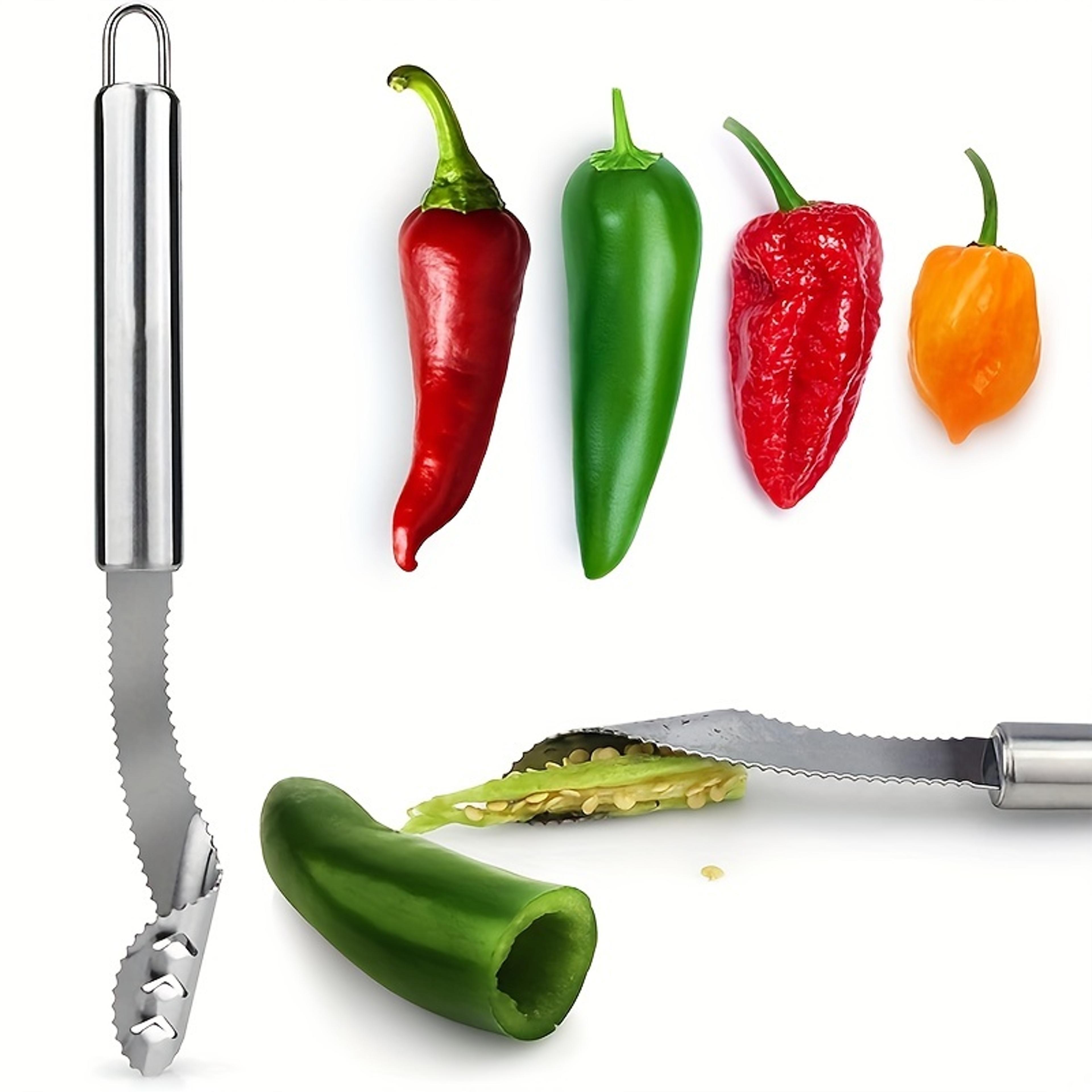 stainless steel pepper corer and seed remover tool for easy chili prep