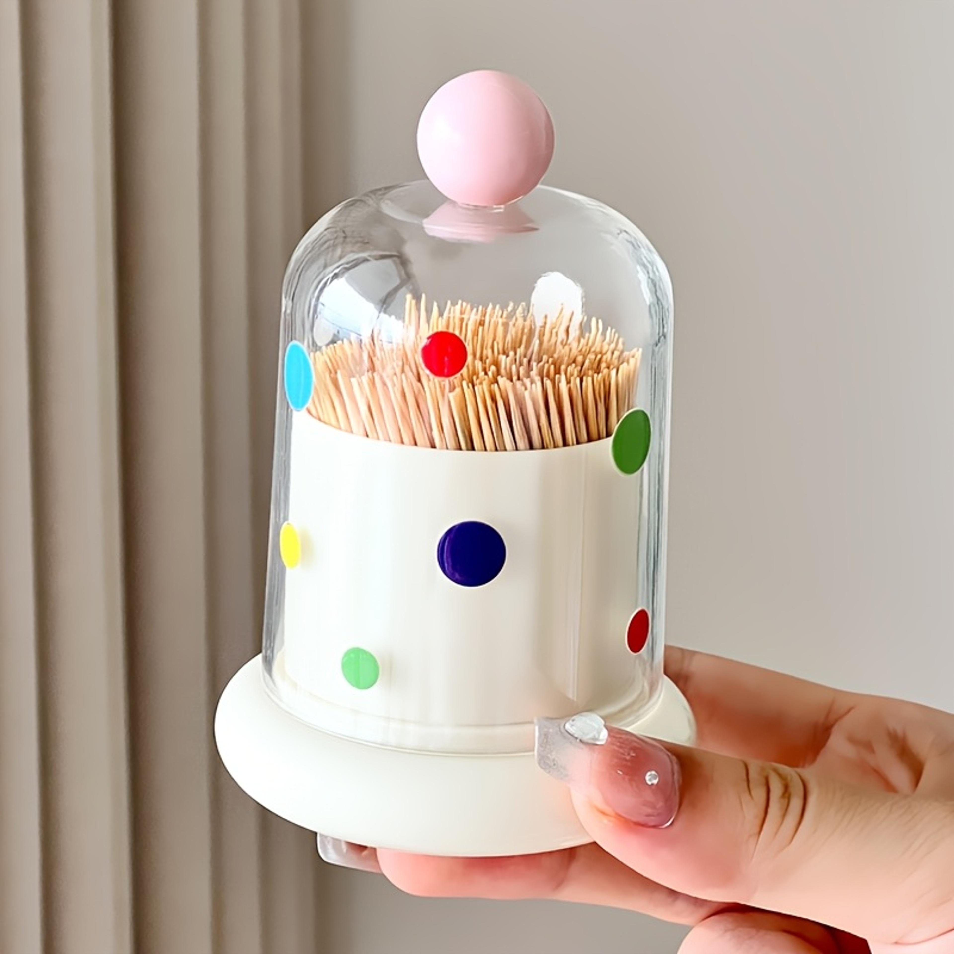 polka dot cotton swab holder with dust proof dome cover bathroom storage box