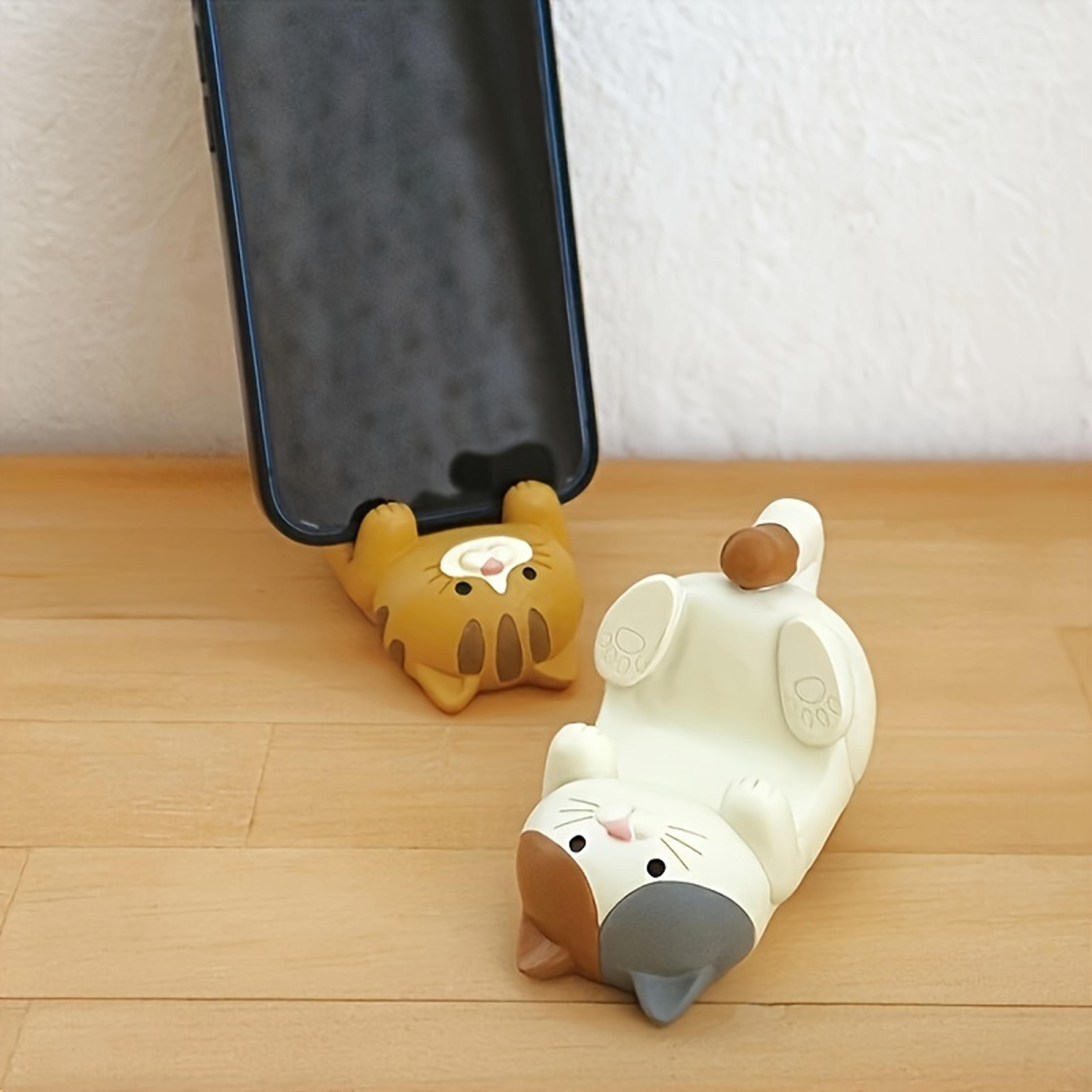 cute cat desk organizer phone holder glasses stand pen storage for office home