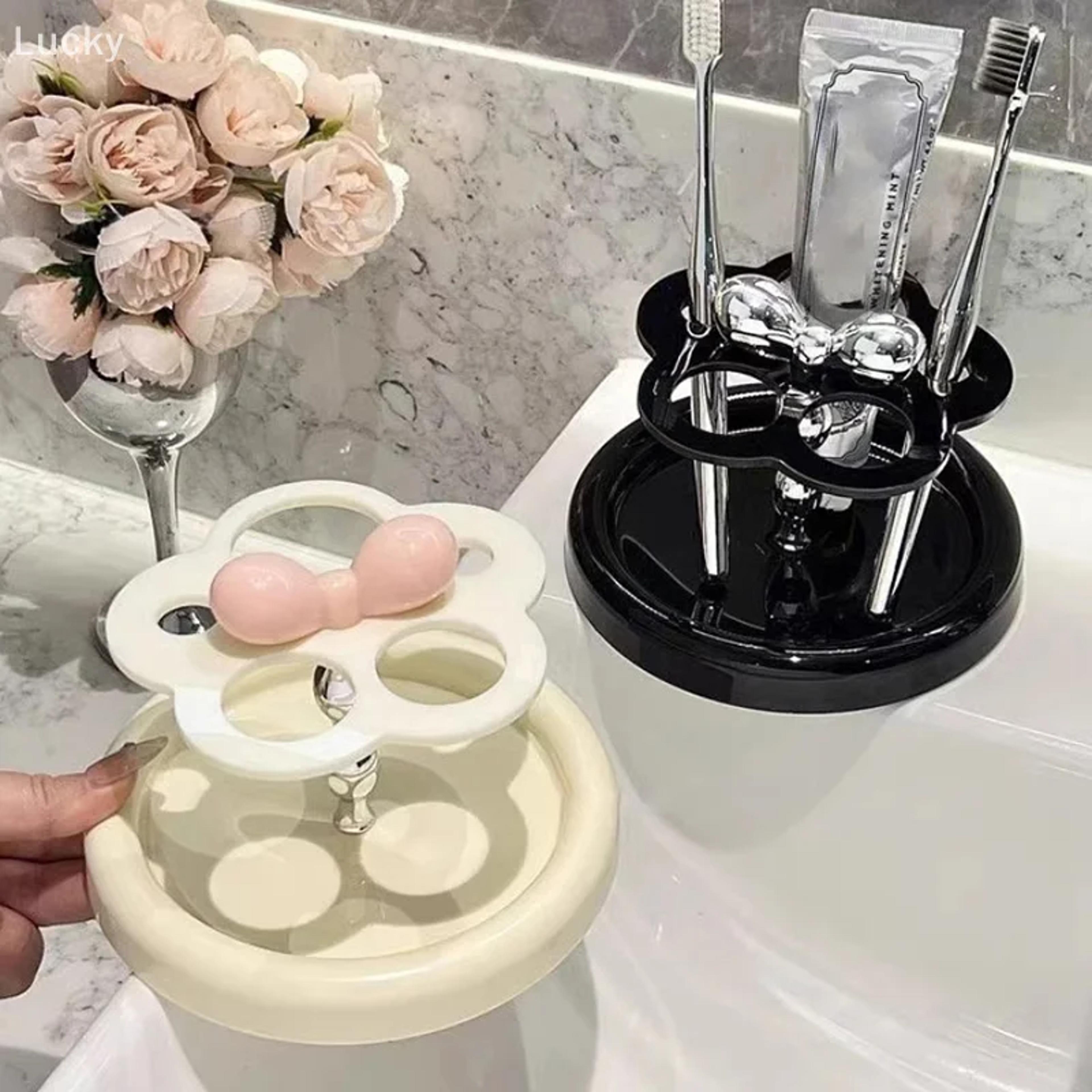 flower acrylic toothbrush holder bathroom organizer